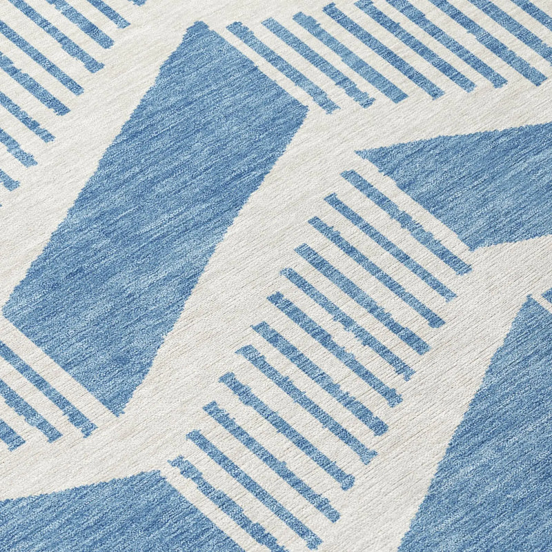10' X 14' Denim Blue And Blue Geometric Washable Indoor Outdoor Area Rug Homeroots Outdoor