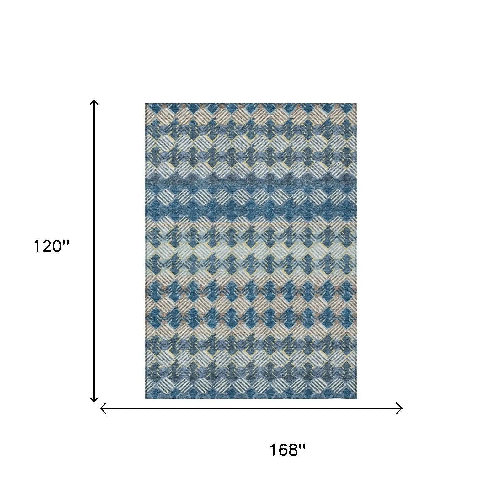 10' X 14' Denim Blue And Blue Striped Washable Indoor Outdoor Area Rug Homeroots Outdoor