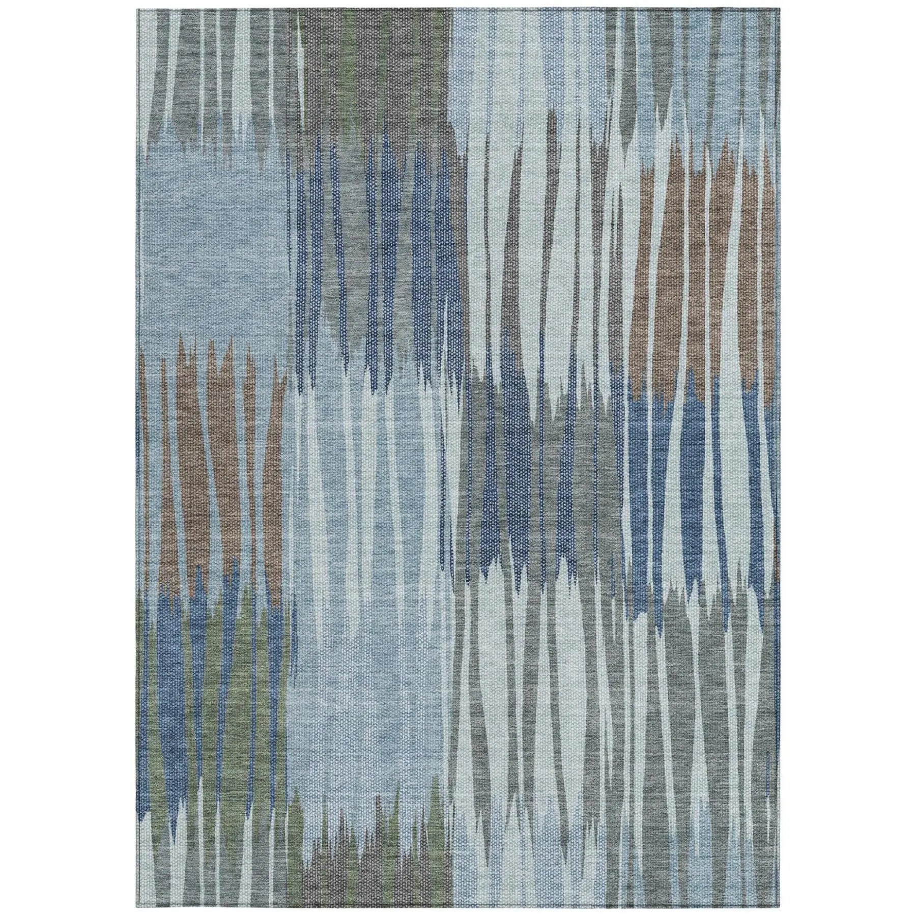 10' X 14' Denim Blue And Blue Striped Washable Indoor Outdoor Area Rug Homeroots Outdoor