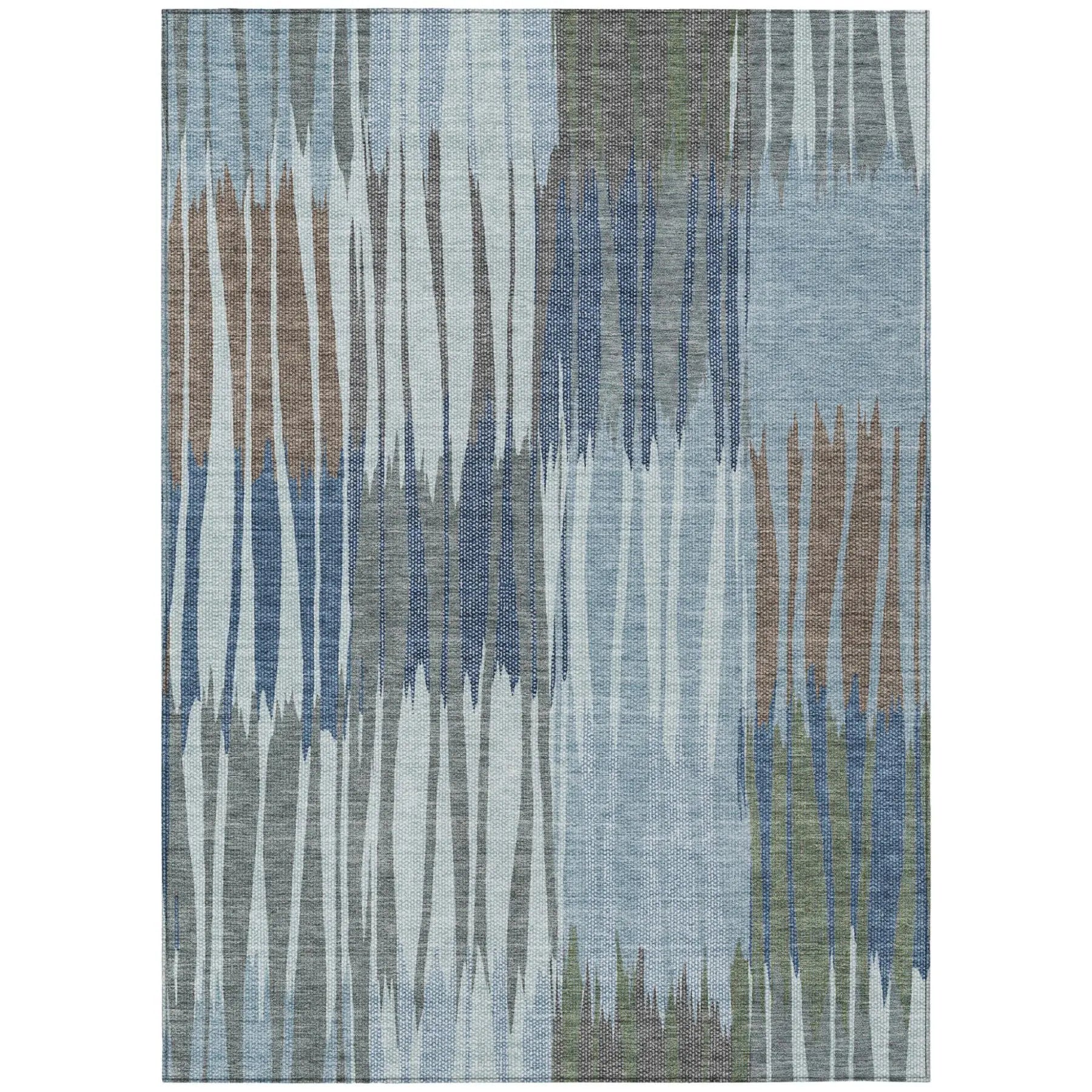 10' X 14' Denim Blue And Blue Striped Washable Indoor Outdoor Area Rug Homeroots Outdoor