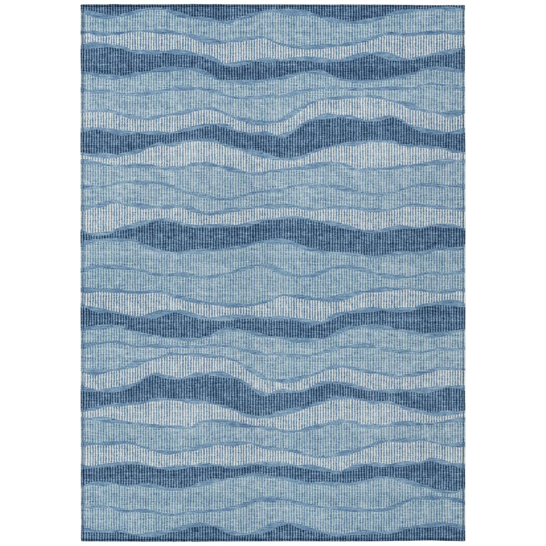 10' X 14' Denim Blue And Blue Striped Washable Indoor Outdoor Area Rug Homeroots Outdoor