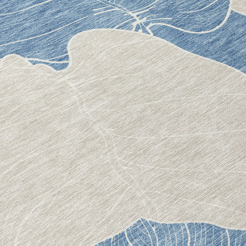 10' X 14' Denim Blue And Ivory Floral Washable Indoor Outdoor Area Rug Homeroots Outdoor
