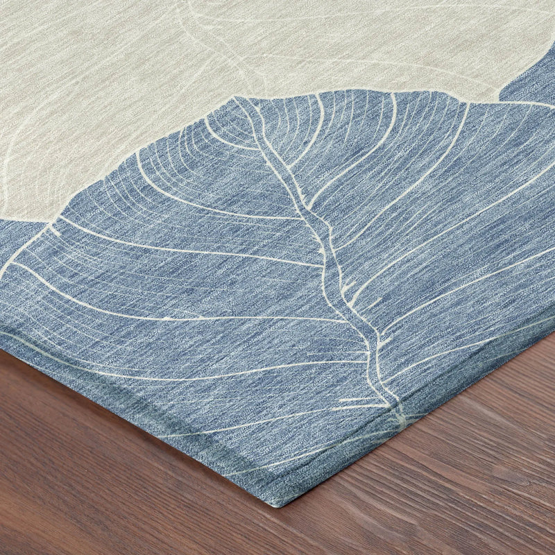 10' X 14' Denim Blue And Ivory Floral Washable Indoor Outdoor Area Rug Homeroots Outdoor