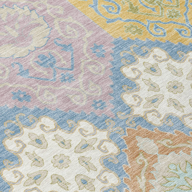 10' X 14' Denim Blue And Ivory Geometric Washable Indoor Outdoor Area Rug Homeroots Outdoor