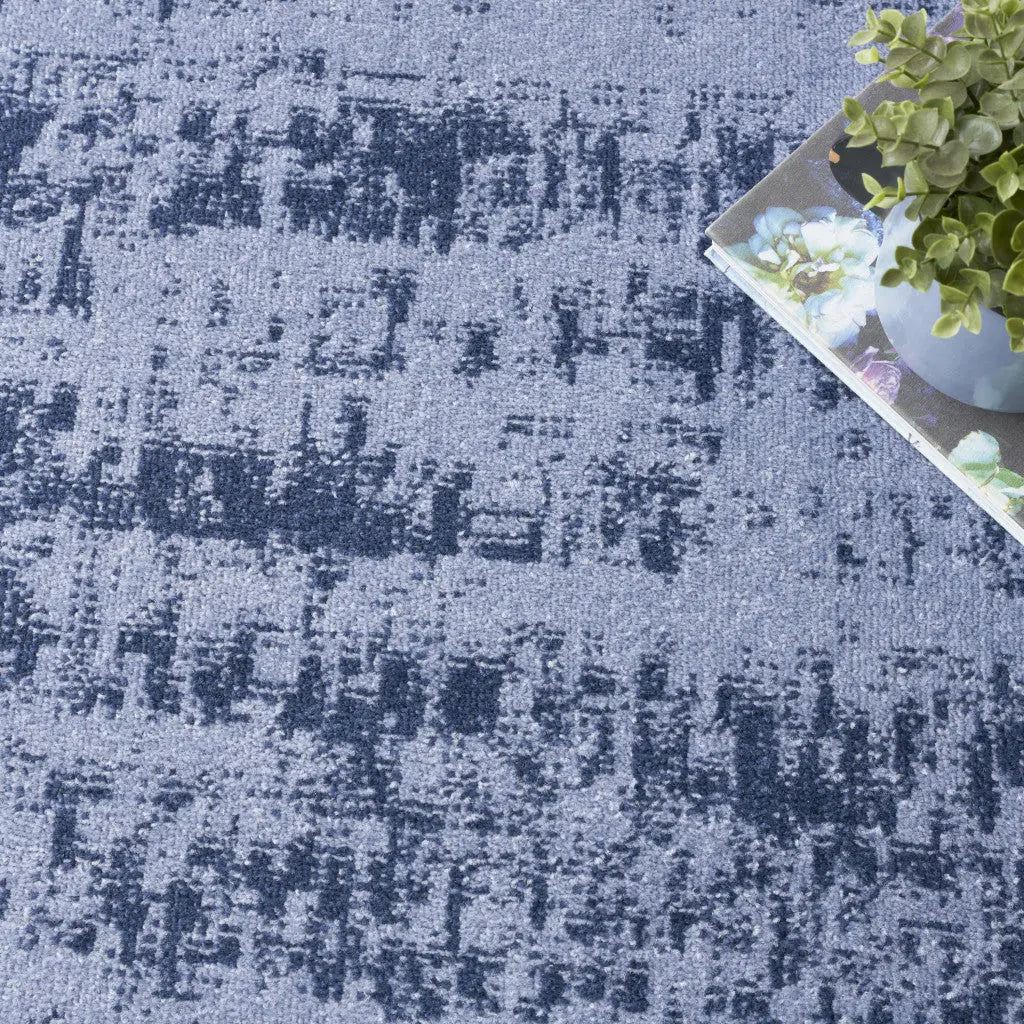 10' X 14' Denim Blue And Navy Blue Abstract Indoor Outdoor Area Rug Homeroots Outdoor