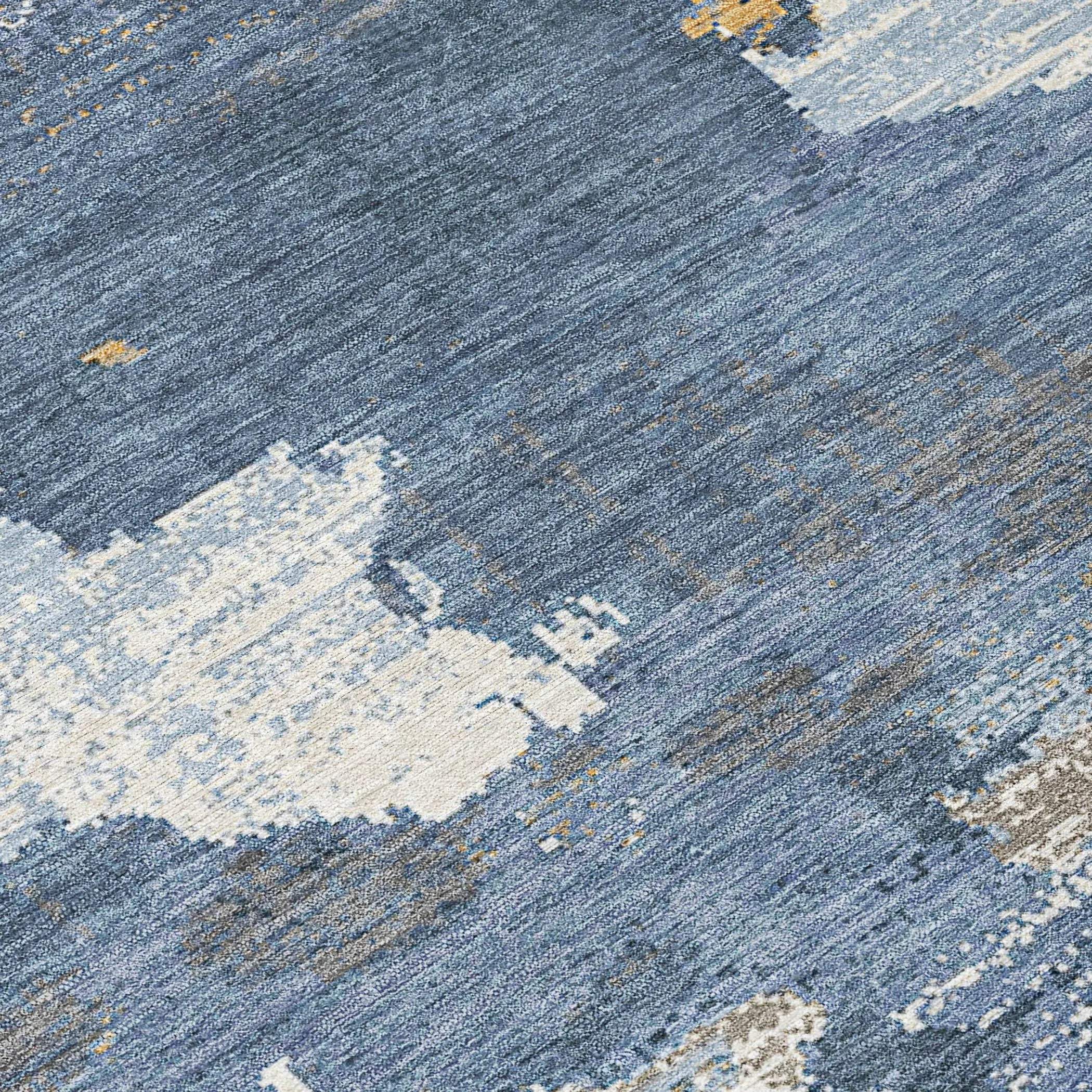10' X 14' Denim Blue And Sky Blue Abstract Washable Indoor Outdoor Area Rug Homeroots Outdoor