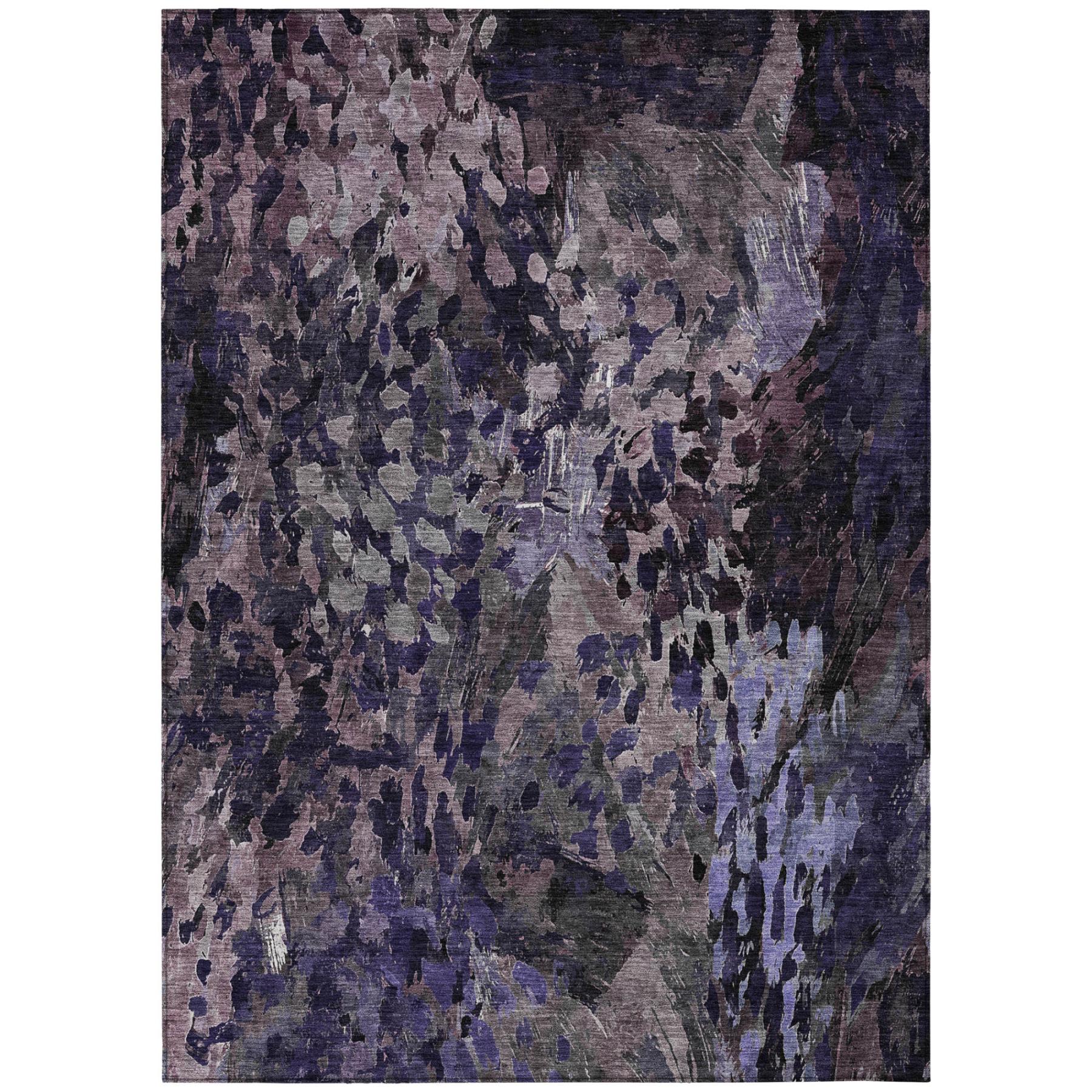 10' X 14' Eggplant And Purple Abstract Washable Indoor Outdoor Area Rug Homeroots Outdoor