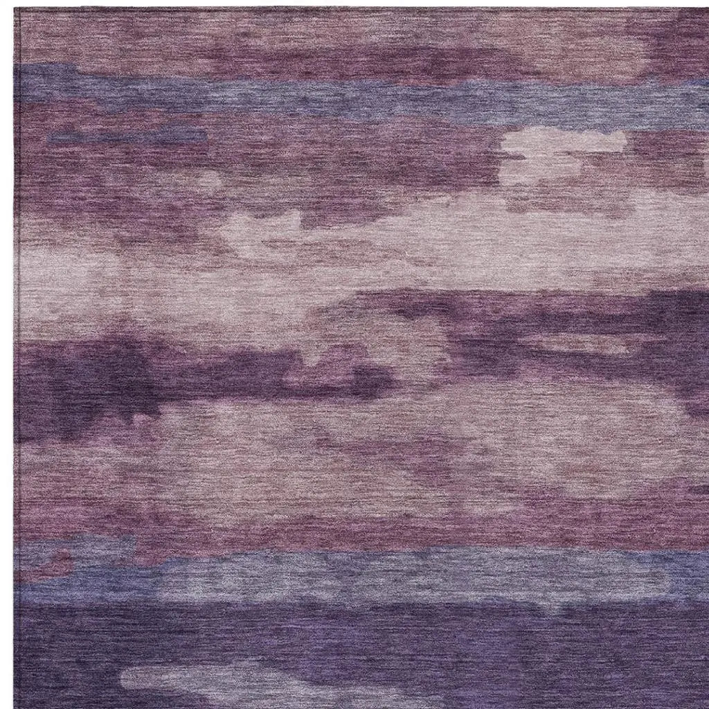 10' X 14' Eggplant And Purple Abstract Washable Indoor Outdoor Area Rug Homeroots Outdoor
