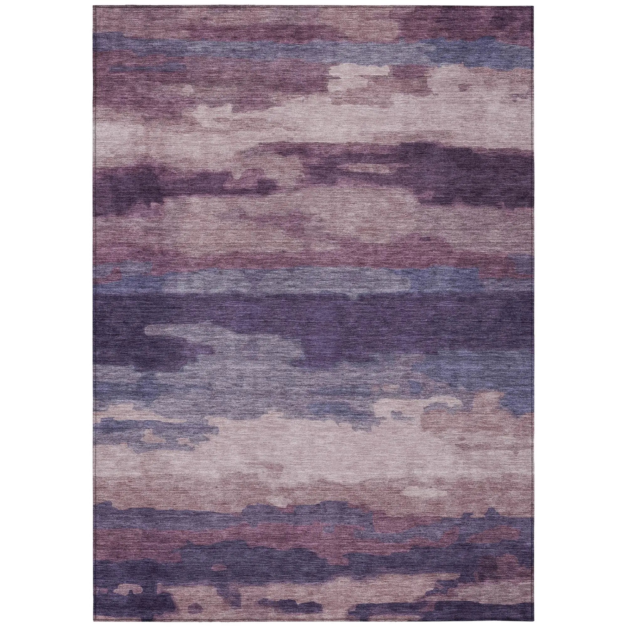 10' X 14' Eggplant And Purple Abstract Washable Indoor Outdoor Area Rug Homeroots Outdoor