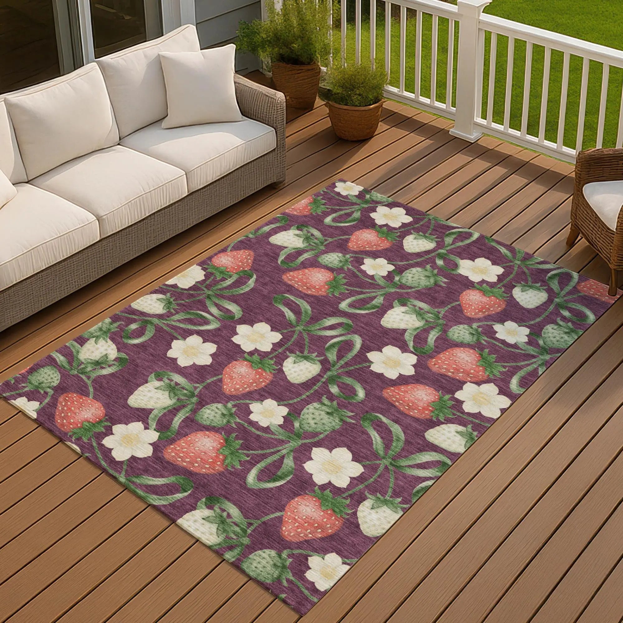 10' X 14' Eggplant And Purple Floral Washable Indoor Outdoor Area Rug Homeroots Outdoor