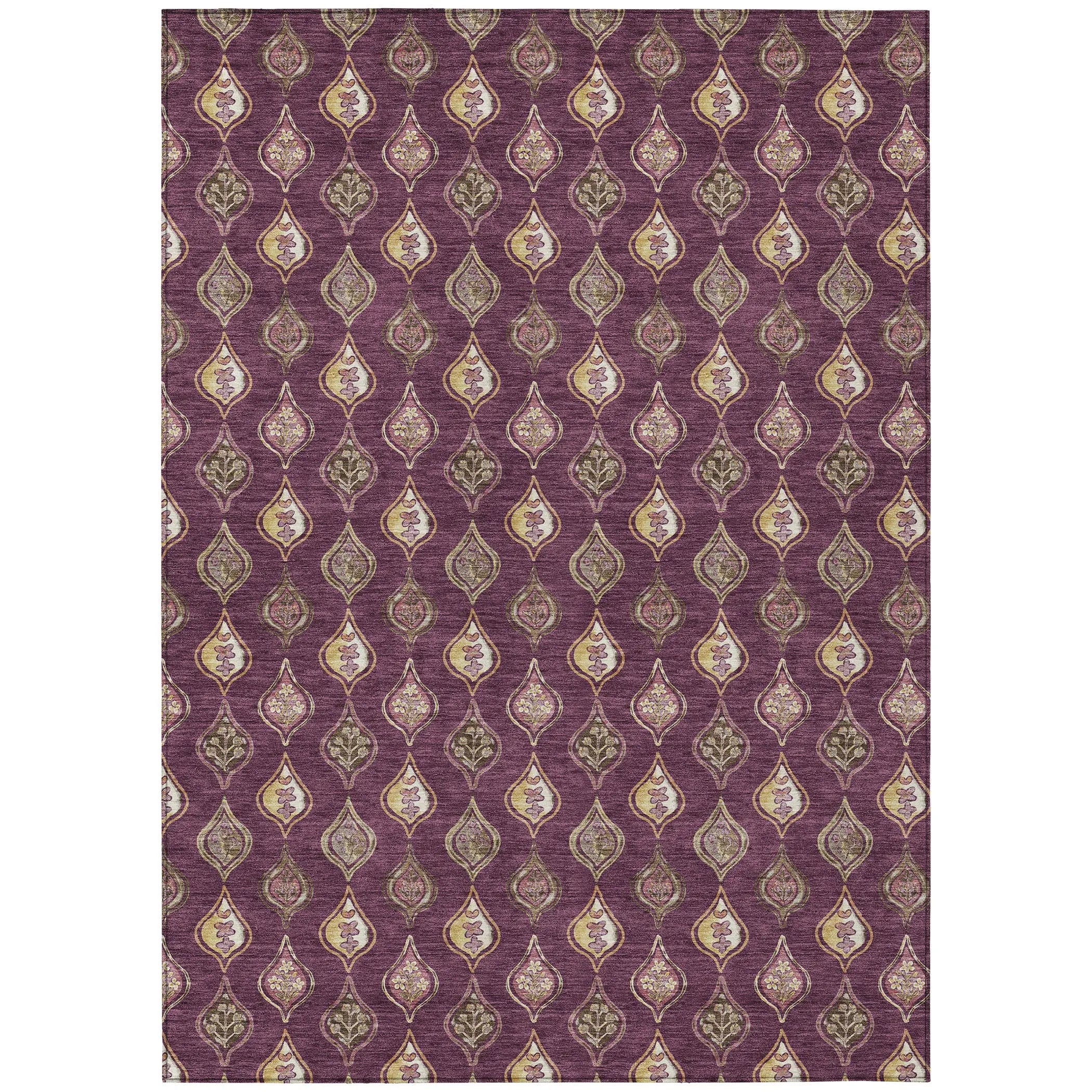 10' X 14' Eggplant And Purple Floral Washable Indoor Outdoor Area Rug Homeroots Outdoor