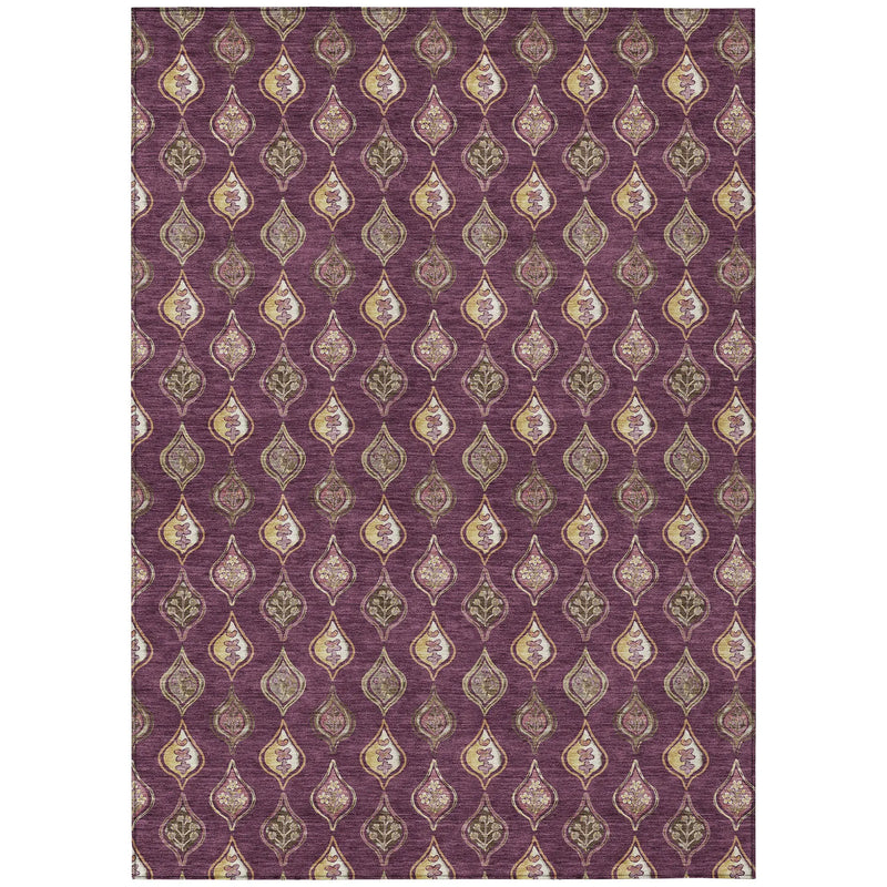 10' X 14' Eggplant And Purple Floral Washable Indoor Outdoor Area Rug Homeroots Outdoor