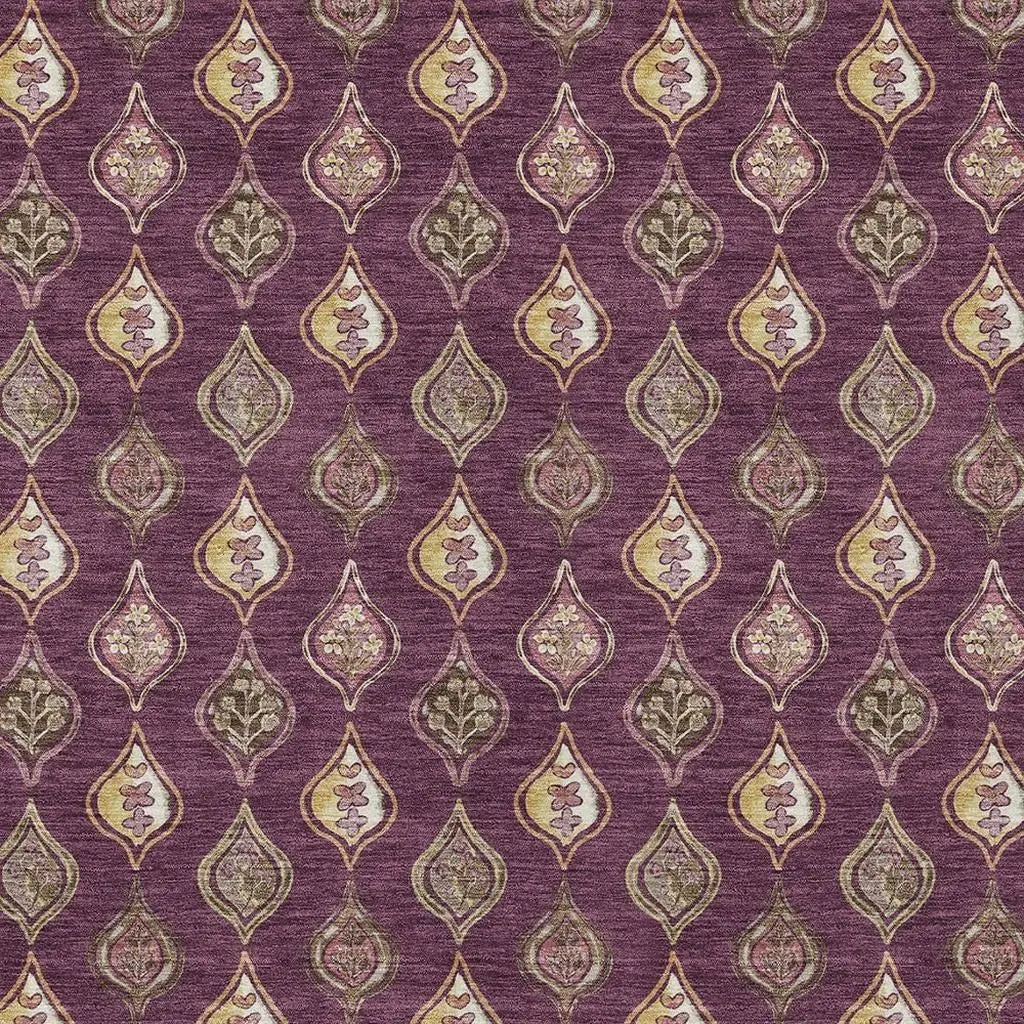 10' X 14' Eggplant And Purple Floral Washable Indoor Outdoor Area Rug Homeroots Outdoor