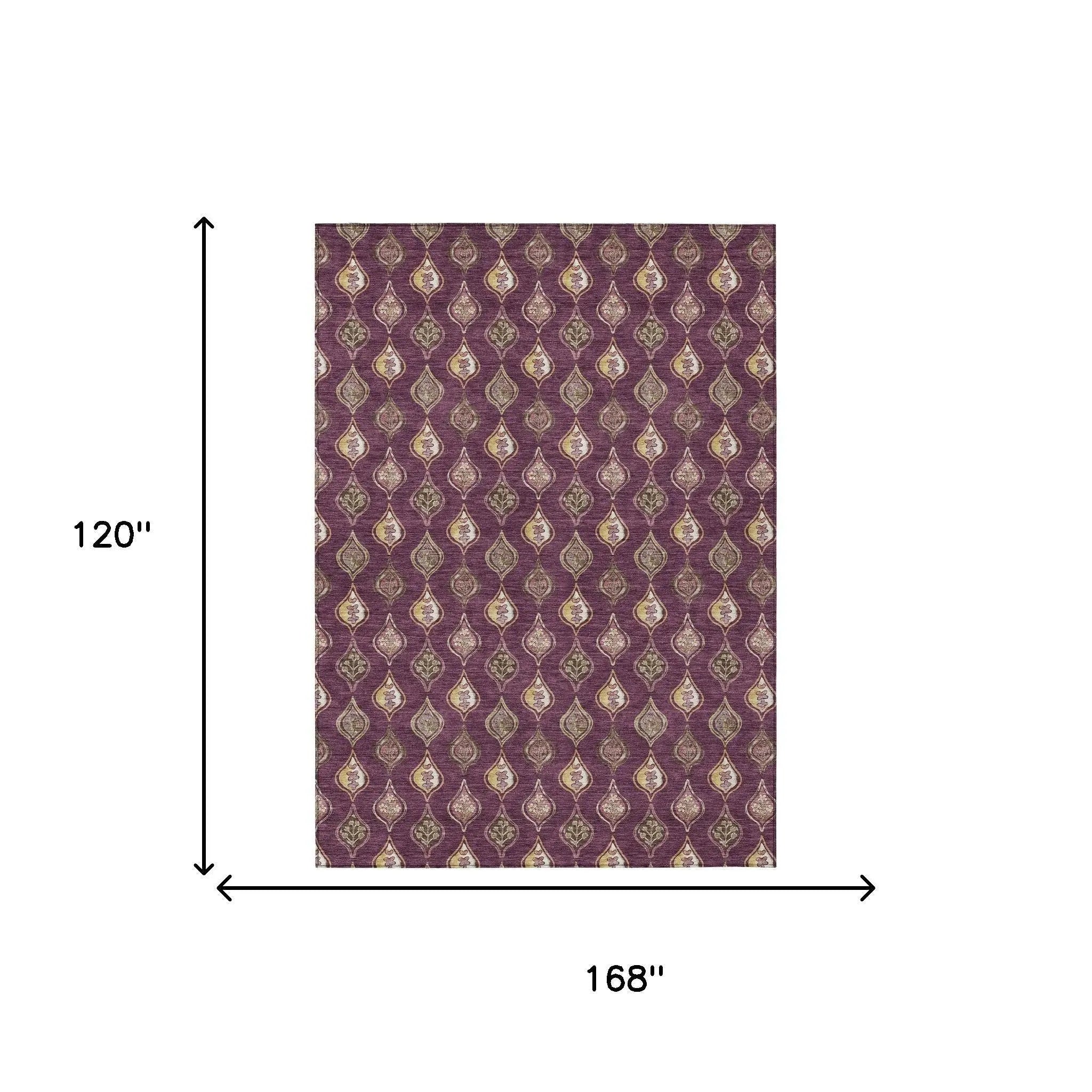 10' X 14' Eggplant And Purple Floral Washable Indoor Outdoor Area Rug Homeroots Outdoor