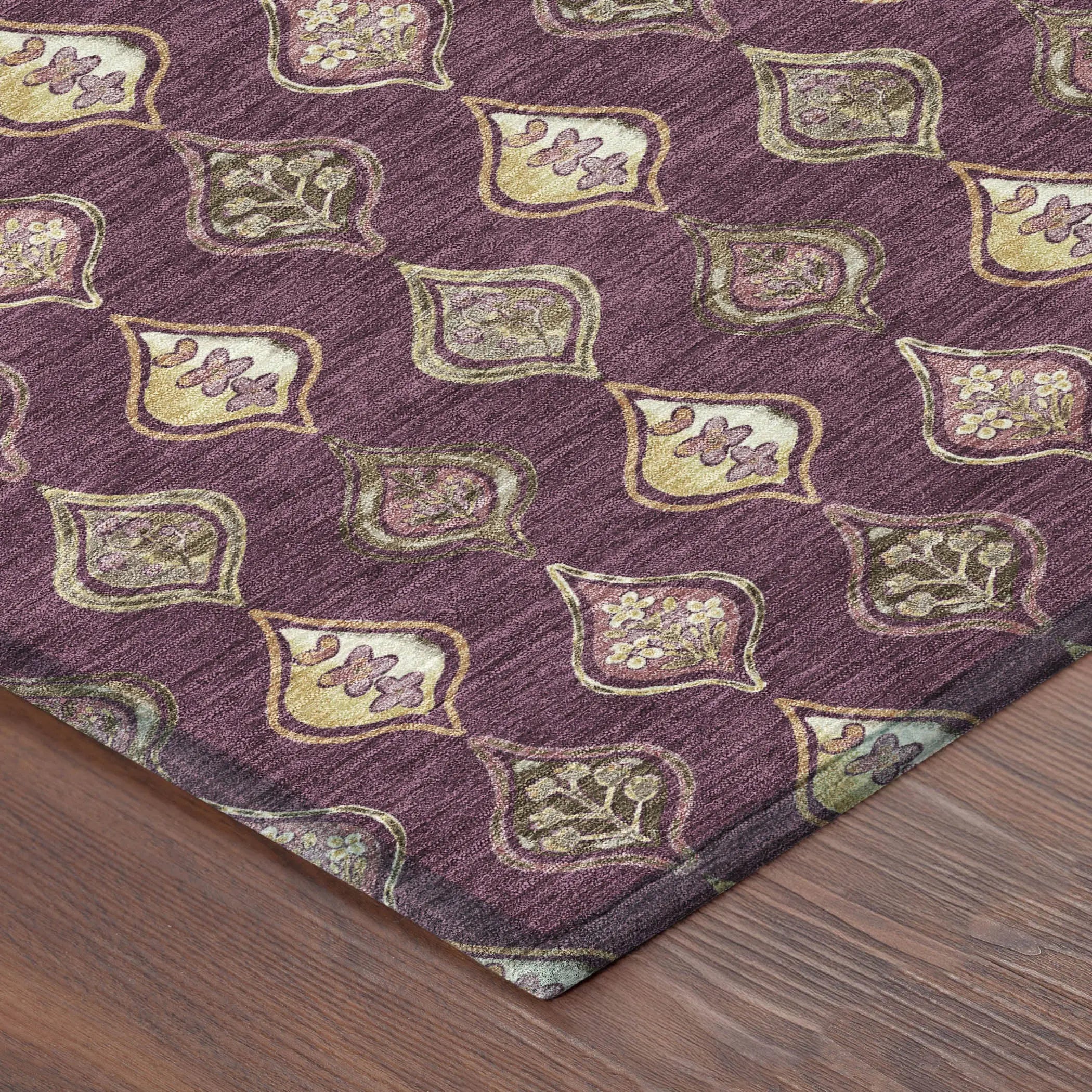 10' X 14' Eggplant And Purple Floral Washable Indoor Outdoor Area Rug Homeroots Outdoor