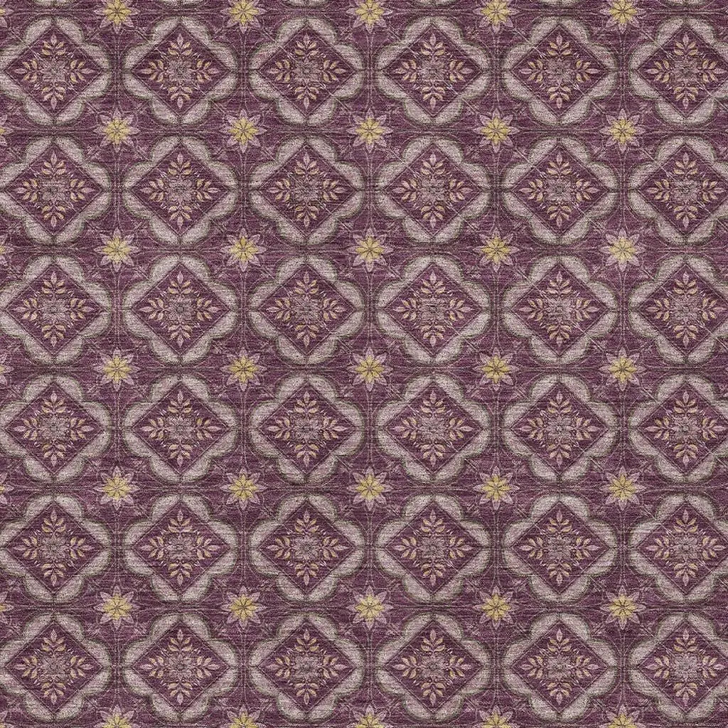 10' X 14' Eggplant And Purple Geometric Washable Indoor Outdoor Area Rug Homeroots Outdoor