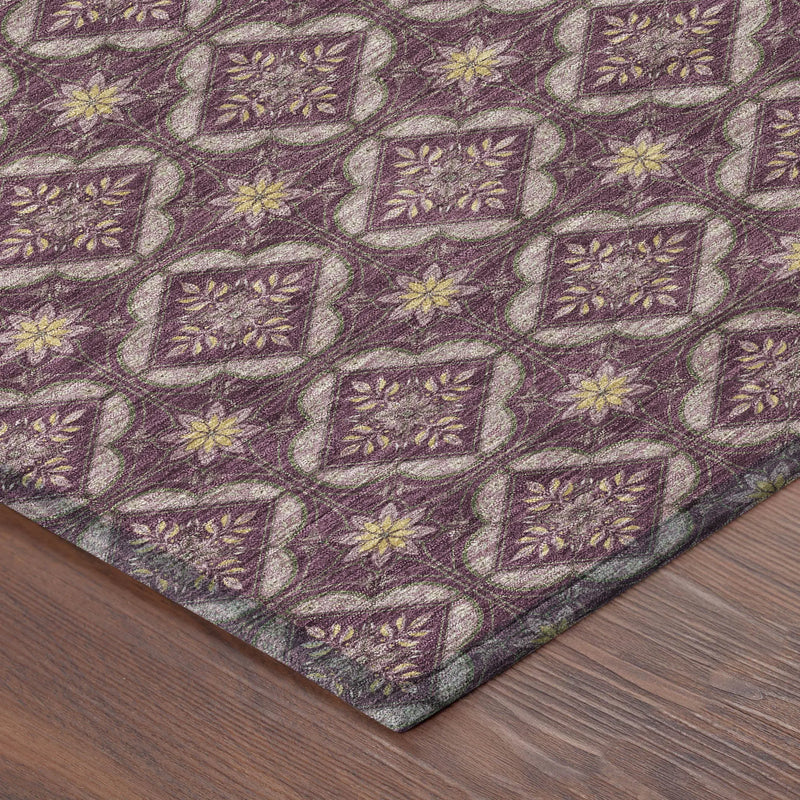 10' X 14' Eggplant And Purple Geometric Washable Indoor Outdoor Area Rug Homeroots Outdoor