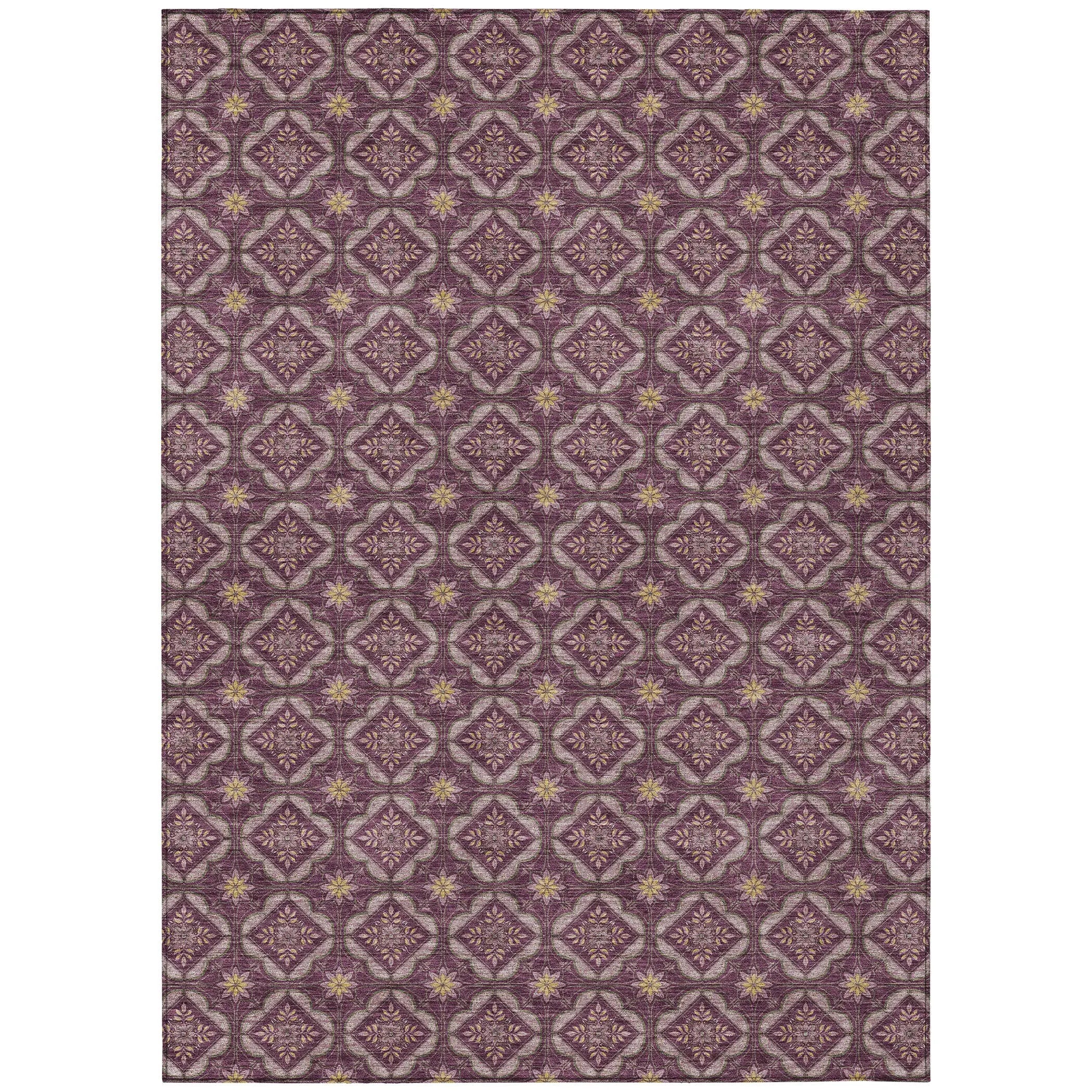10' X 14' Eggplant And Purple Geometric Washable Indoor Outdoor Area Rug Homeroots Outdoor