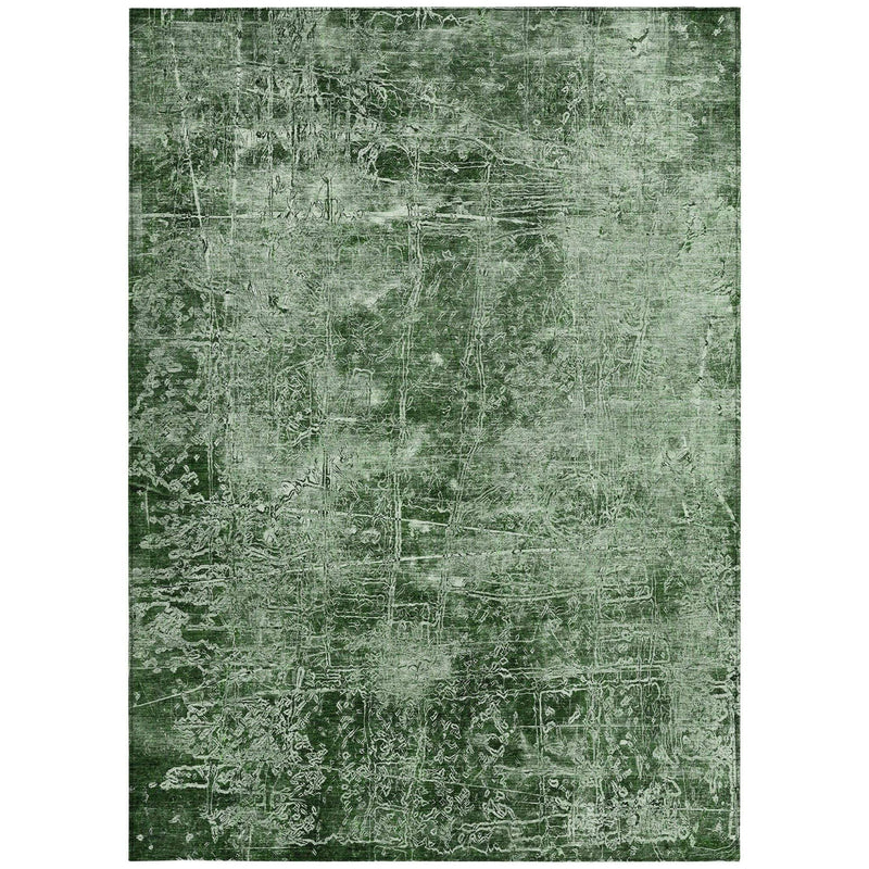 10' X 14' Emerald Abstract Washable Non Skid Indoor Outdoor Area Rug - GreatEagleInc