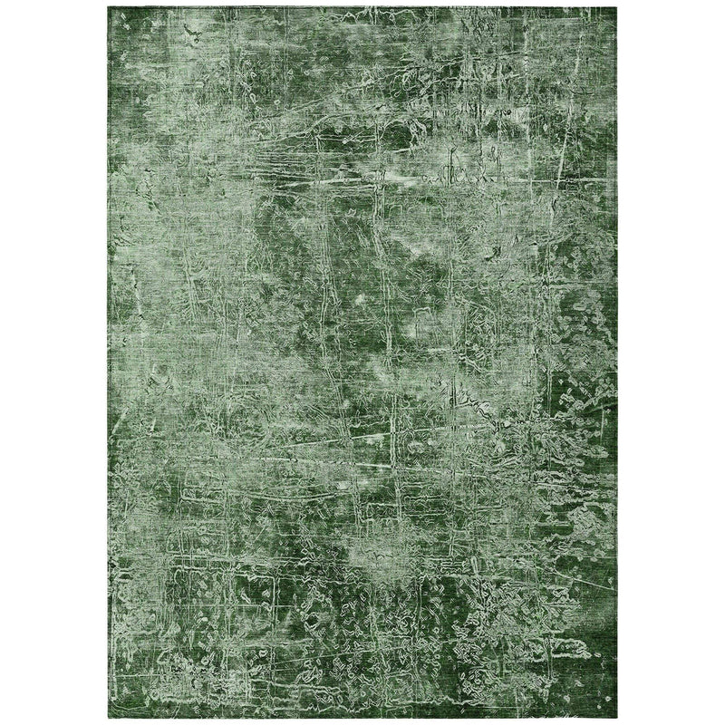 10' X 14' Emerald Abstract Washable Non Skid Indoor Outdoor Area Rug - GreatEagleInc