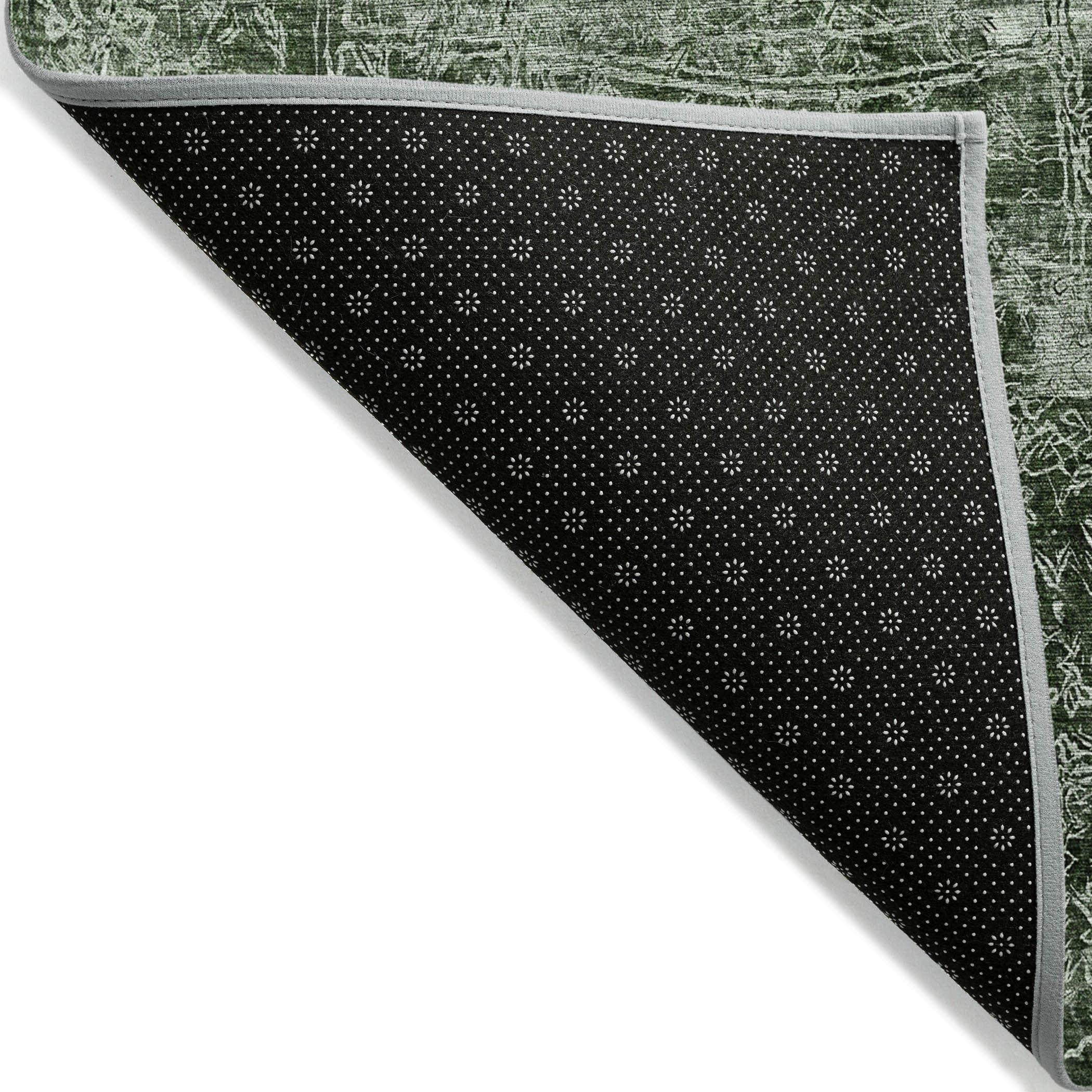 10' X 14' Emerald Abstract Washable Non Skid Indoor Outdoor Area Rug - GreatEagleInc