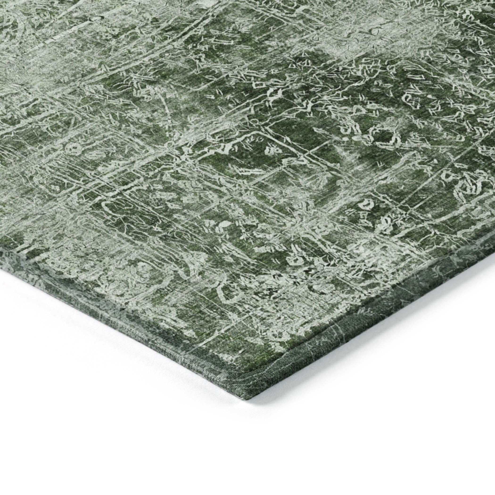 10' X 14' Emerald Abstract Washable Non Skid Indoor Outdoor Area Rug - GreatEagleInc