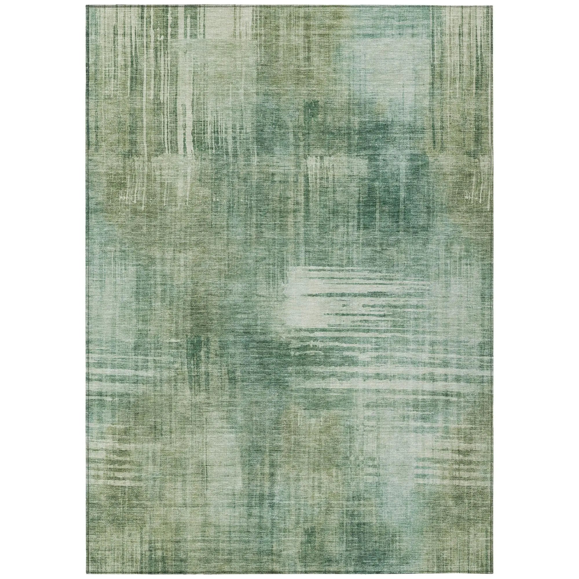 10' X 14' Fern Green And Green Abstract Washable Indoor Outdoor Area Rug Homeroots Outdoor