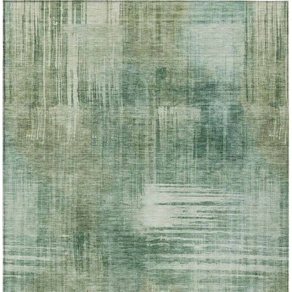 10' X 14' Fern Green And Green Abstract Washable Indoor Outdoor Area Rug Homeroots Outdoor