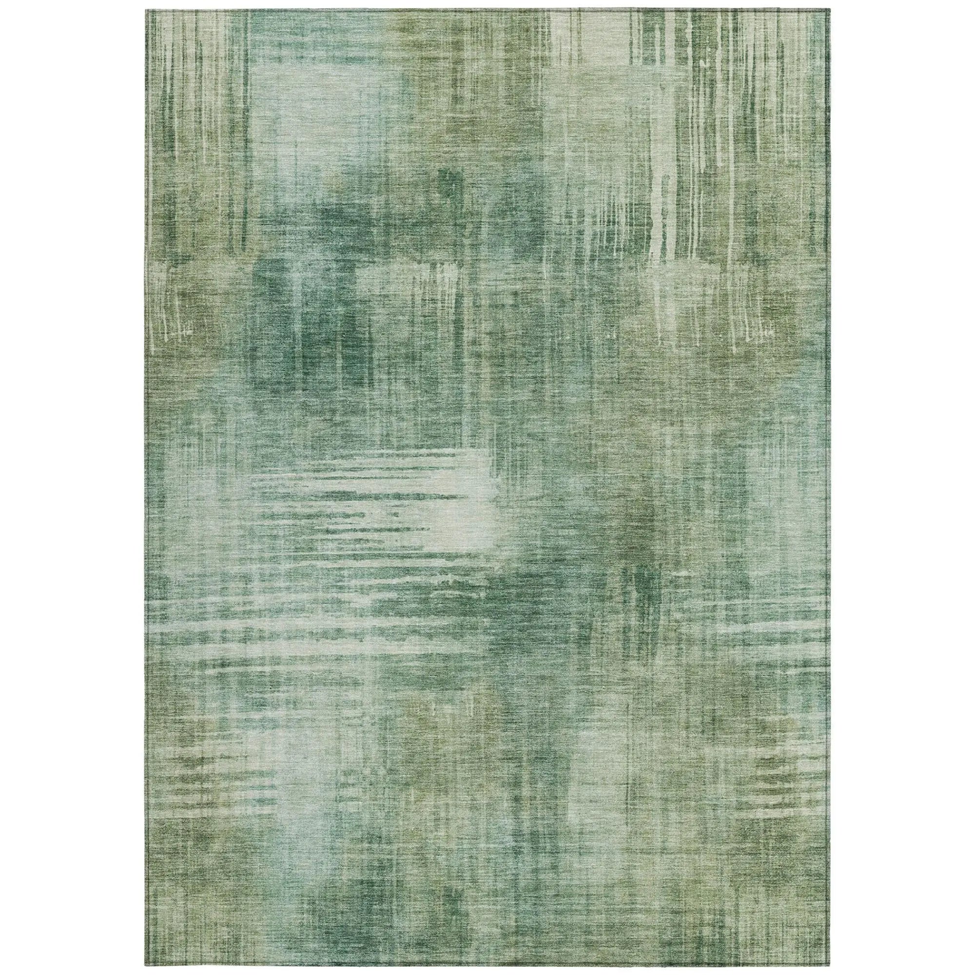 10' X 14' Fern Green And Green Abstract Washable Indoor Outdoor Area Rug Homeroots Outdoor
