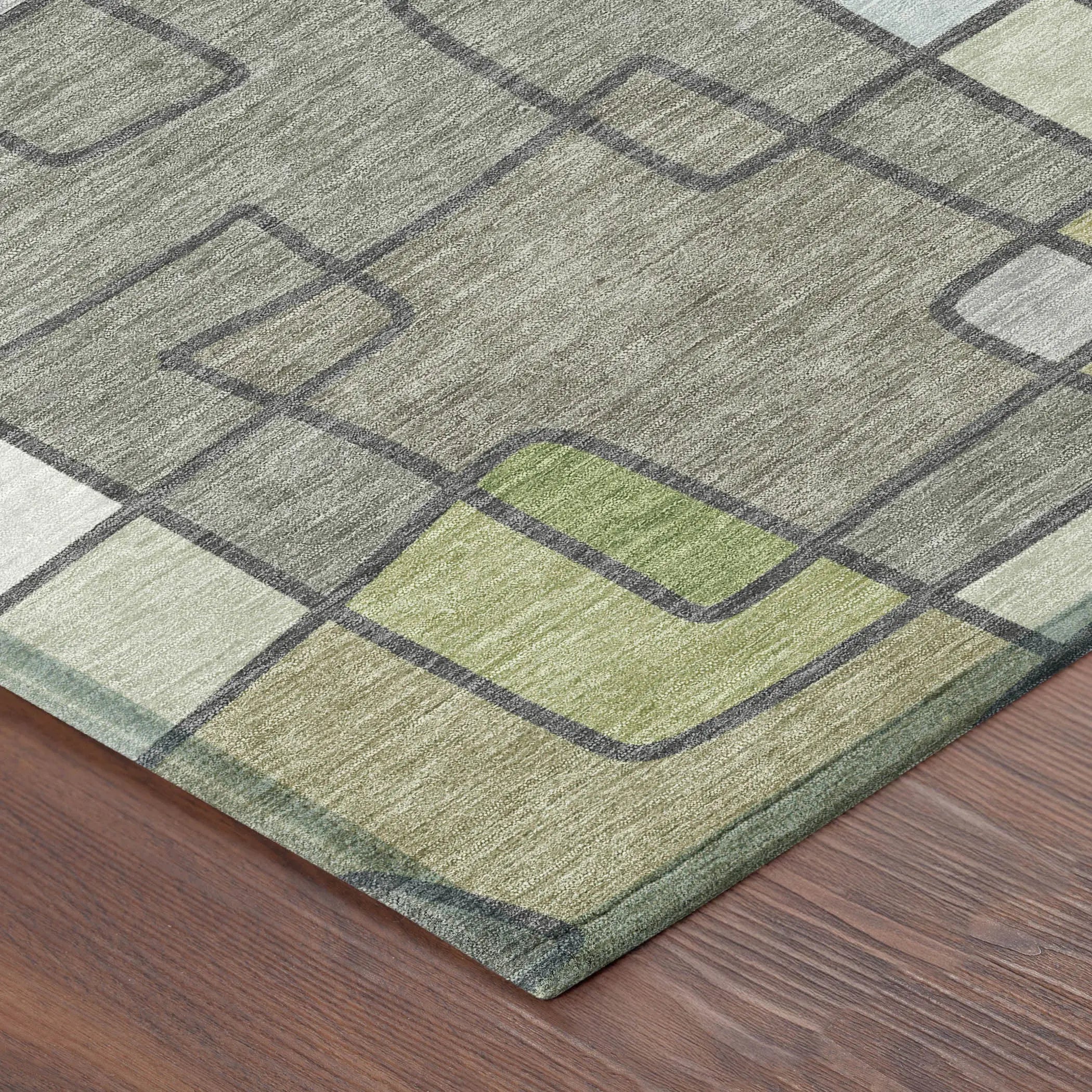10' X 14' Fern Green And Green Geometric Washable Indoor Outdoor Area Rug Homeroots Outdoor