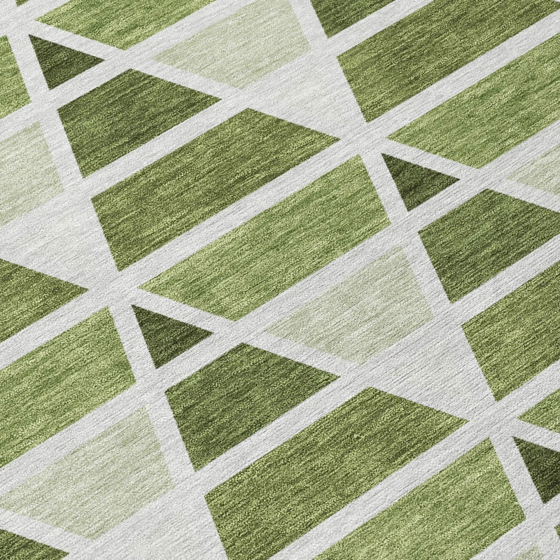 10' X 14' Fern Green And Green Geometric Washable Indoor Outdoor Area Rug Homeroots Outdoor