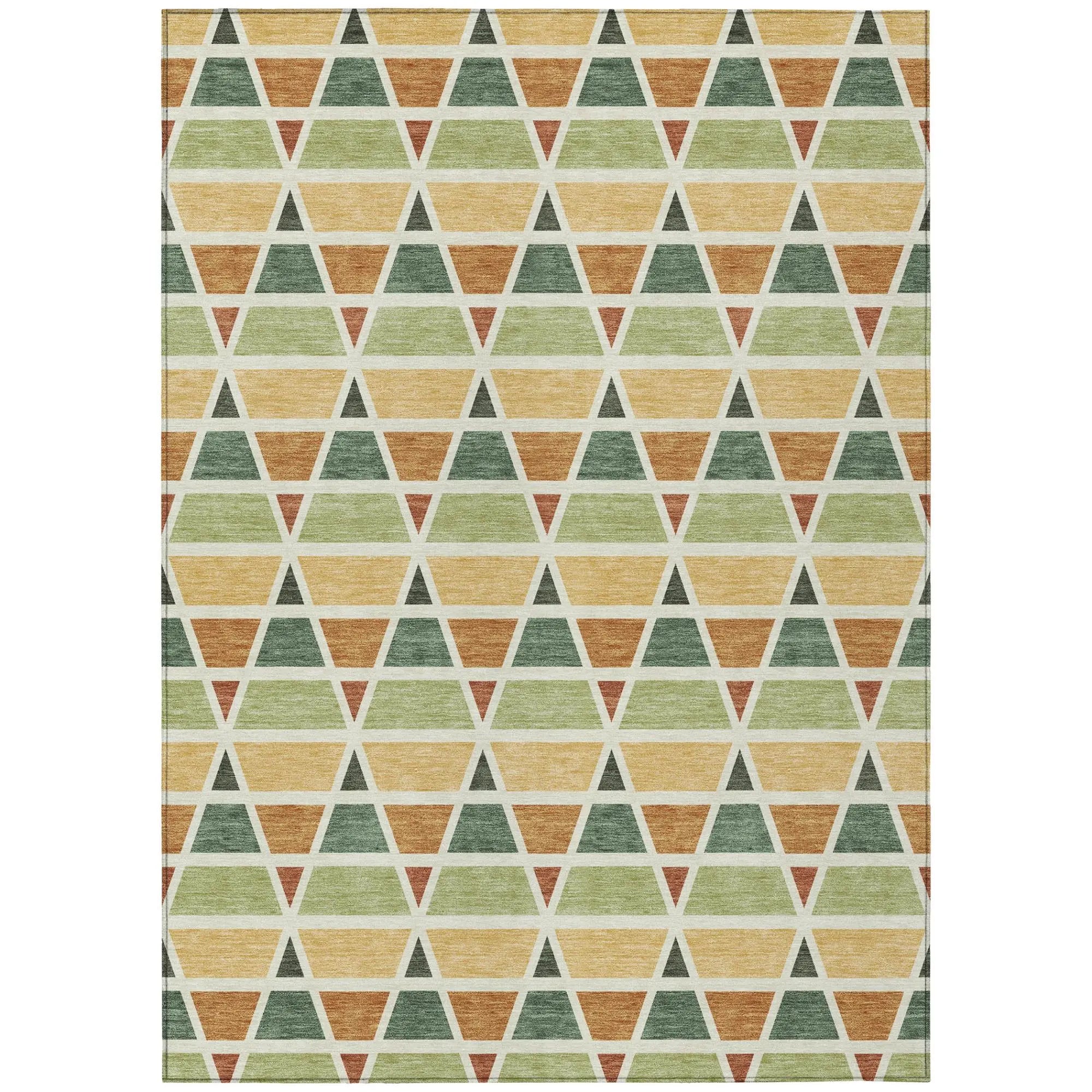 10' X 14' Fern Green And Green Geometric Washable Indoor Outdoor Area Rug Homeroots Outdoor