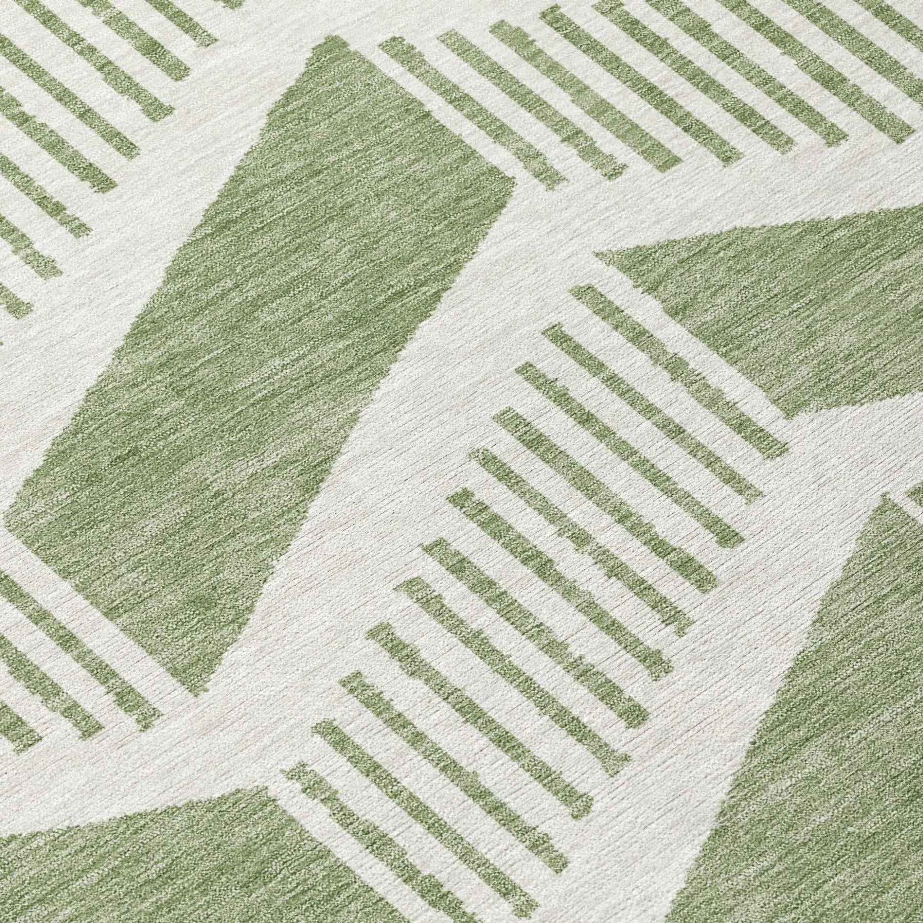10' X 14' Fern Green And Green Geometric Washable Indoor Outdoor Area Rug Homeroots Outdoor