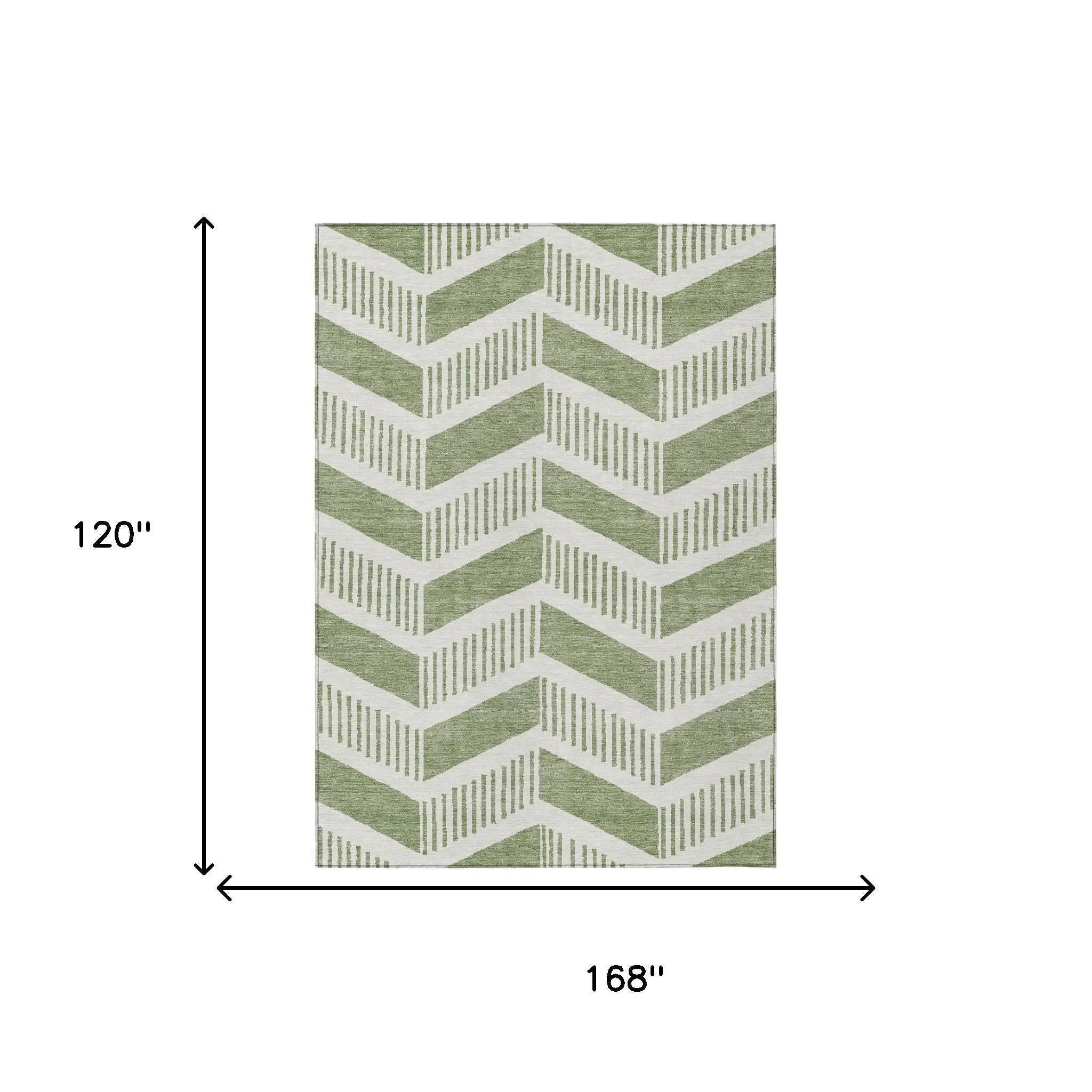 10' X 14' Fern Green And Green Geometric Washable Indoor Outdoor Area Rug Homeroots Outdoor