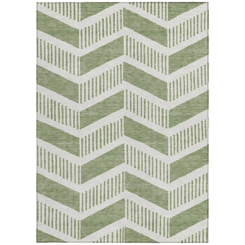 10' X 14' Fern Green And Green Geometric Washable Indoor Outdoor Area Rug Homeroots Outdoor