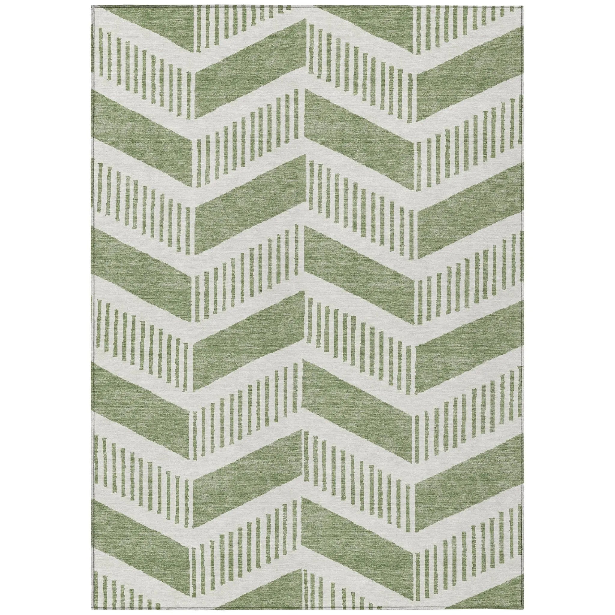 10' X 14' Fern Green And Green Geometric Washable Indoor Outdoor Area Rug Homeroots Outdoor