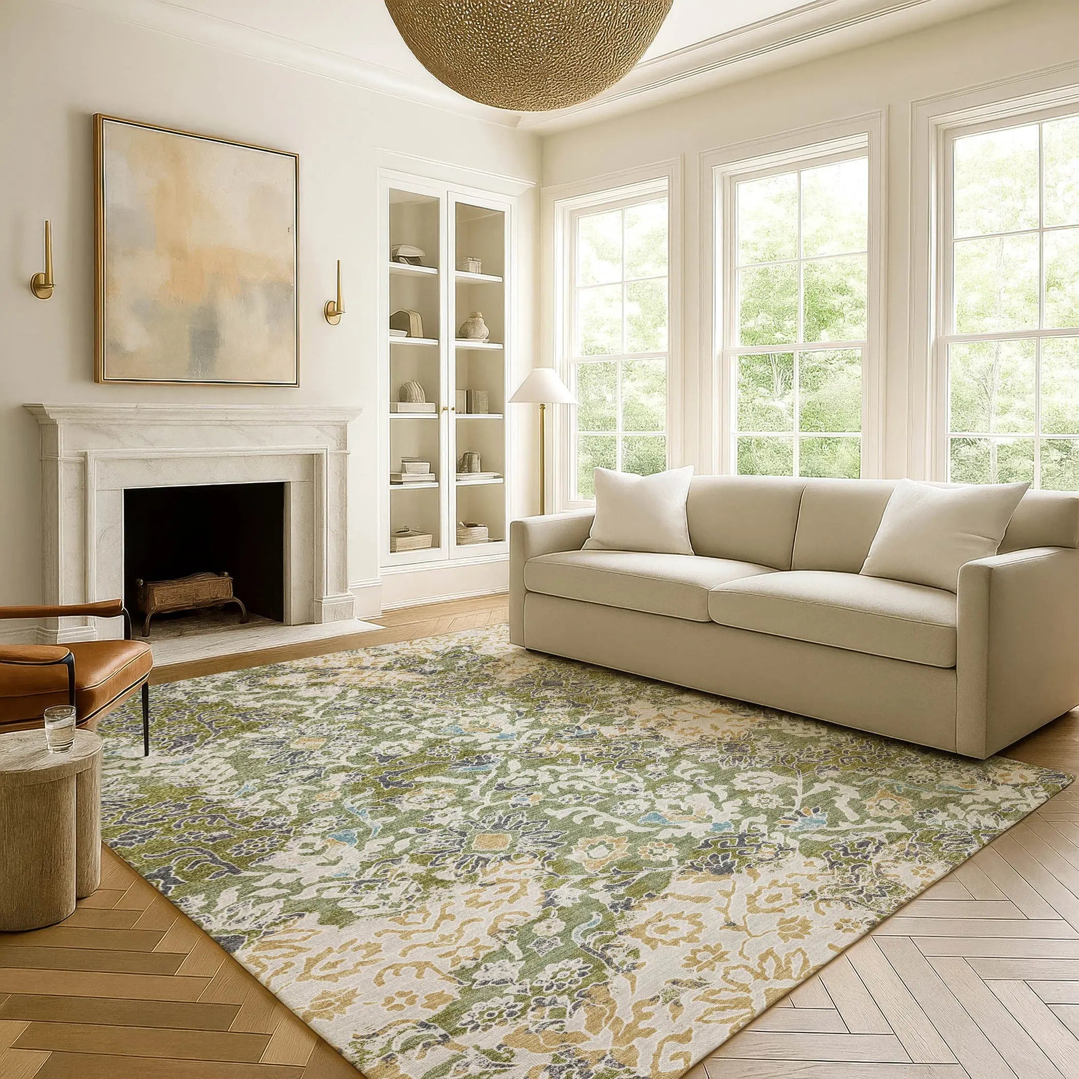 10' X 14' Fern Green And Ivory Geometric Washable Indoor Outdoor Area Rug Homeroots Outdoor
