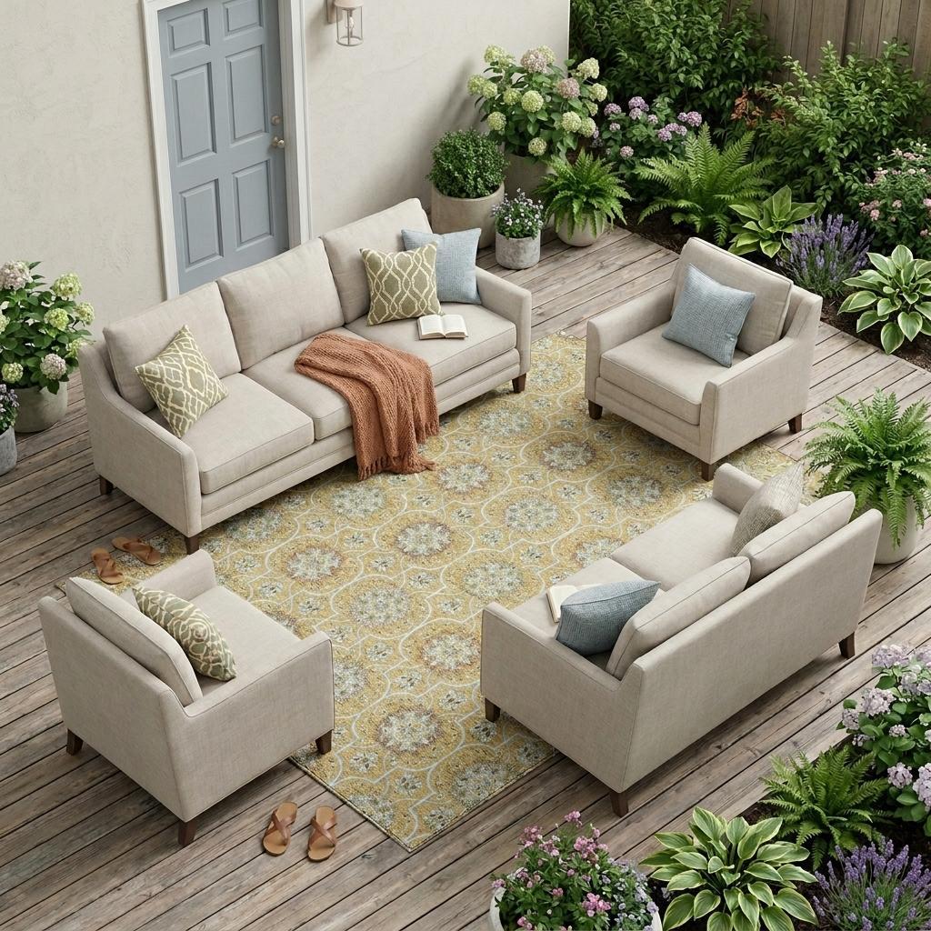 10' X 14' Gold And Beige Floral Medallion Washable Indoor Outdoor Area Rug Homeroots Outdoor