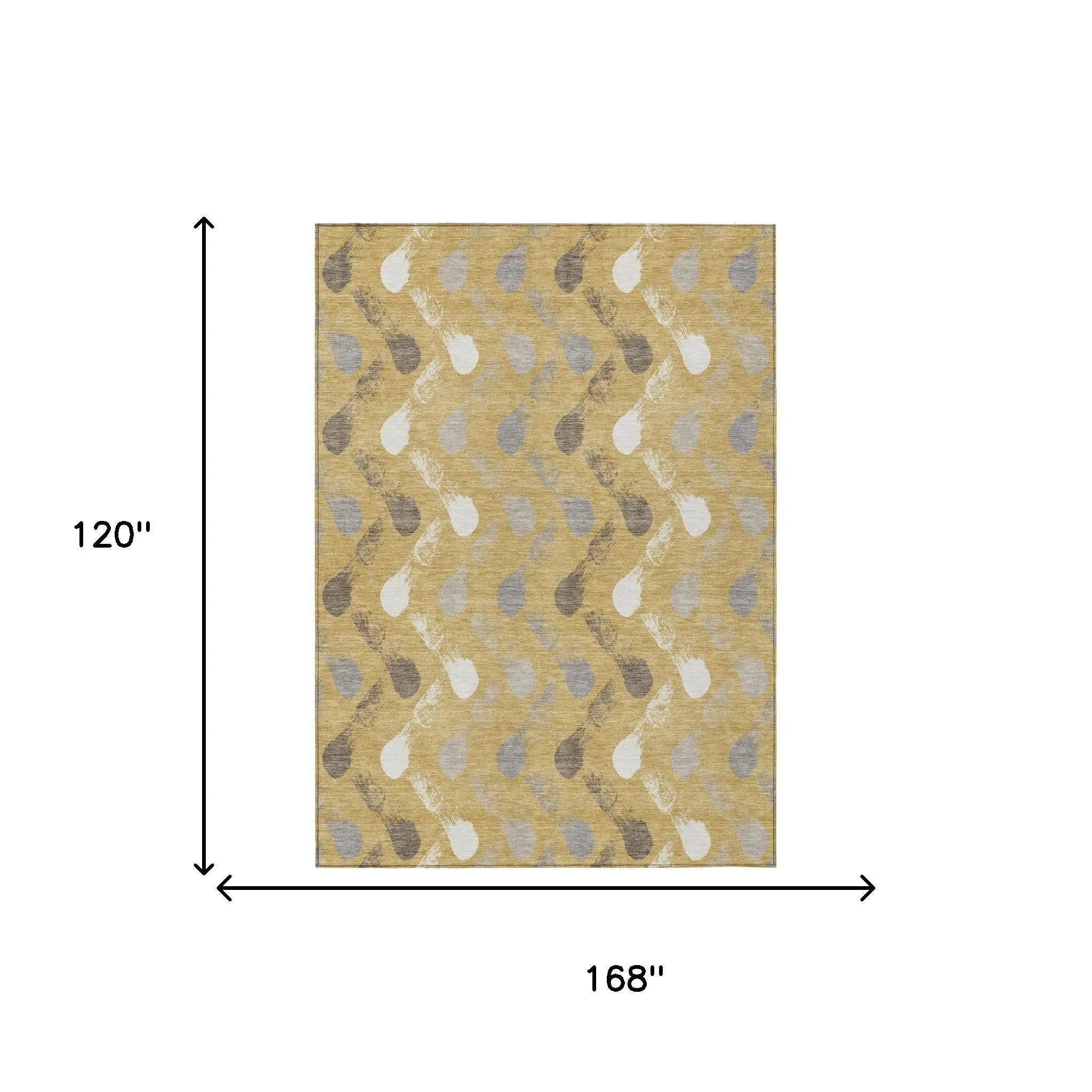 10' X 14' Gold And Beige Geometric Washable Indoor Outdoor Area Rug Homeroots Outdoor