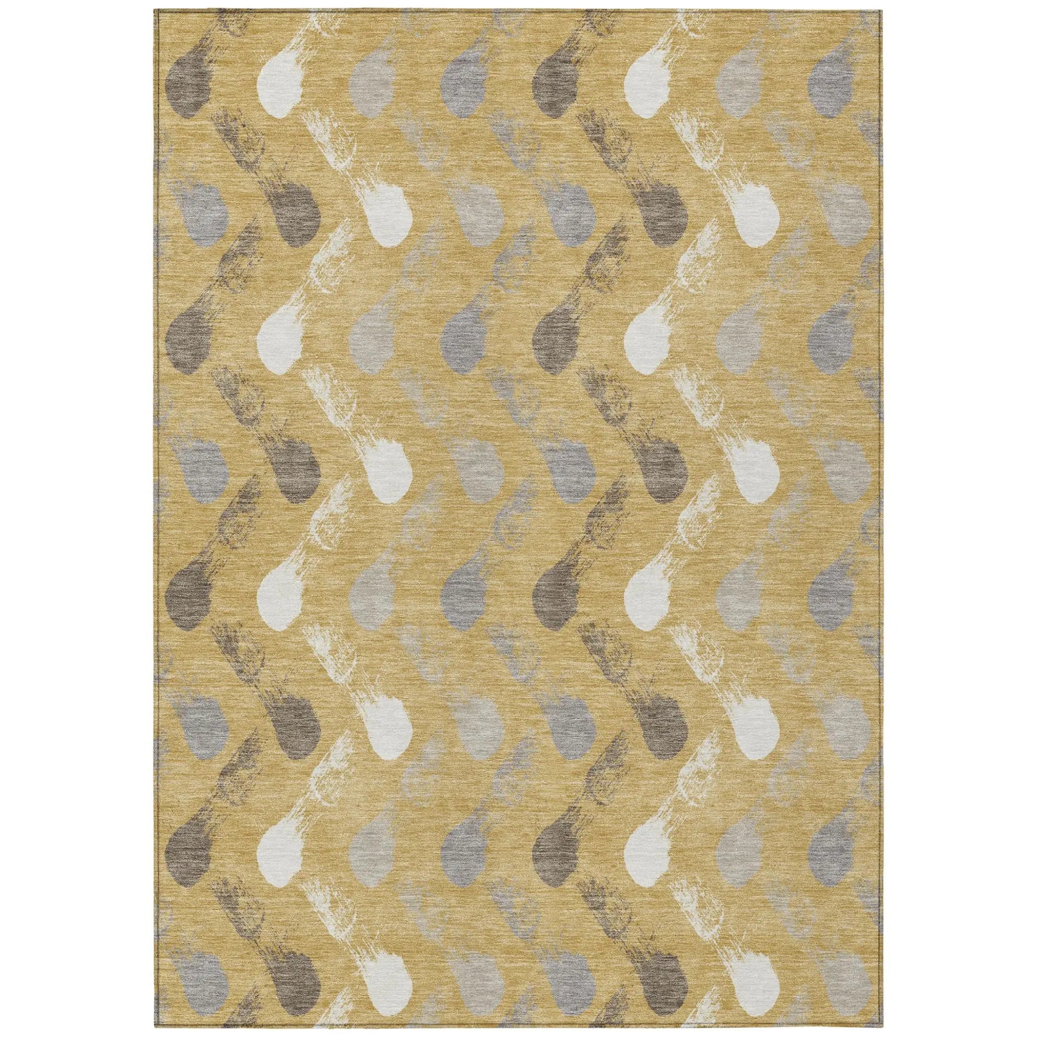 10' X 14' Gold And Beige Geometric Washable Indoor Outdoor Area Rug Homeroots Outdoor