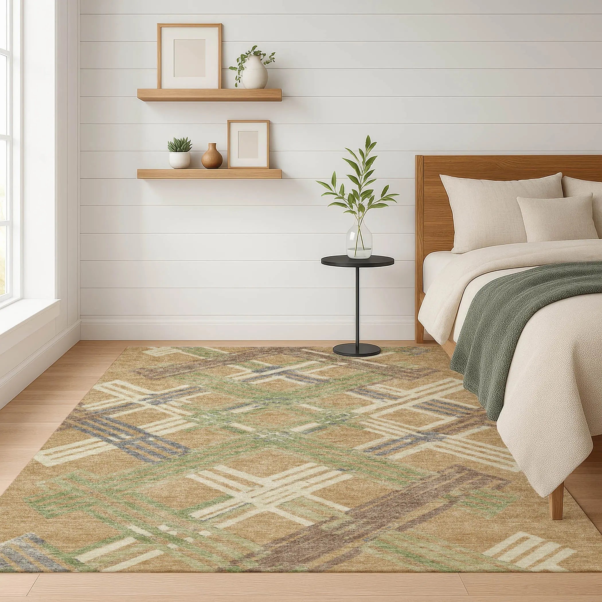 10' X 14' Gold And Brown Geometric Washable Indoor Outdoor Area Rug Homeroots Outdoor