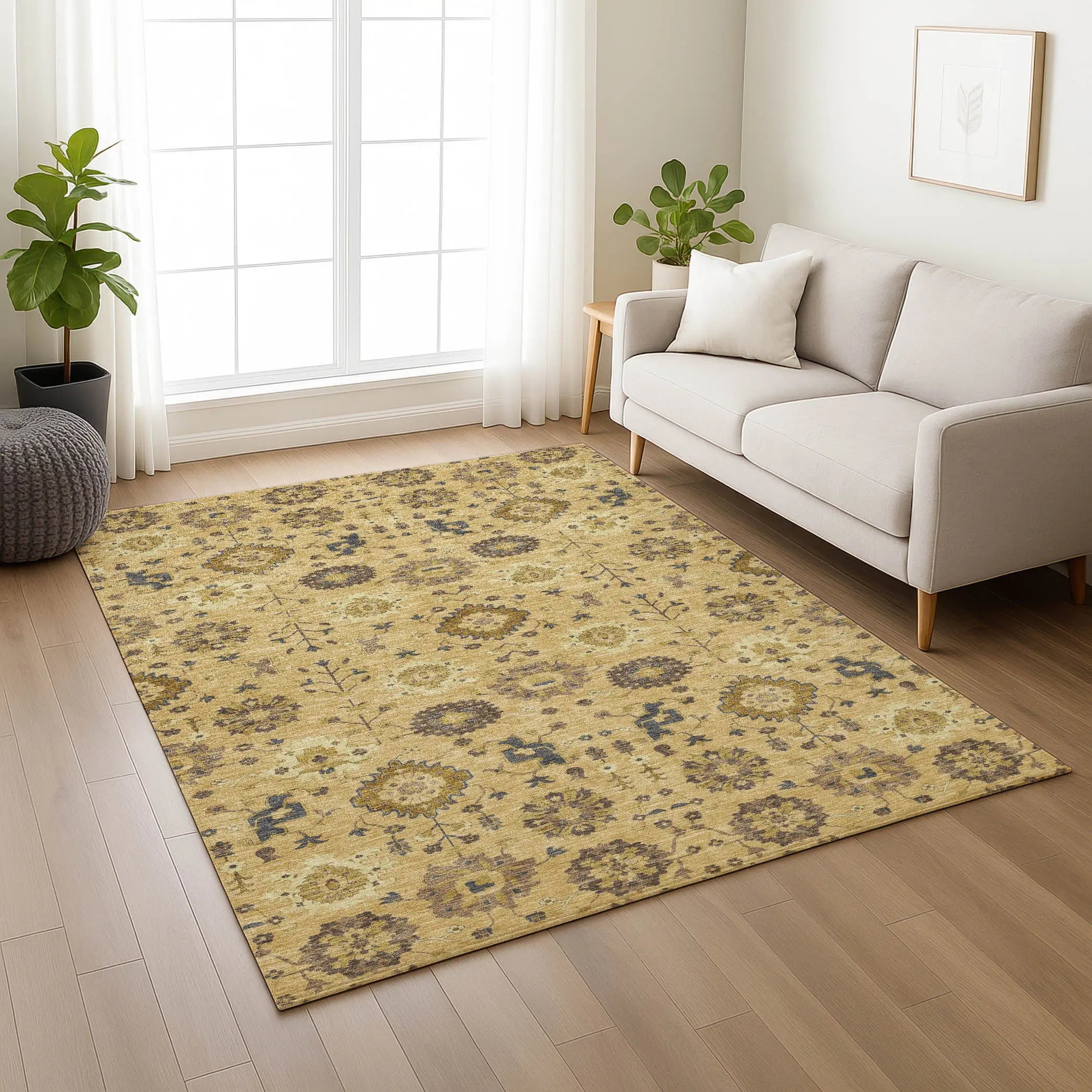 10' X 14' Gold And Brown Geometric Washable Indoor Outdoor Area Rug Homeroots Outdoor