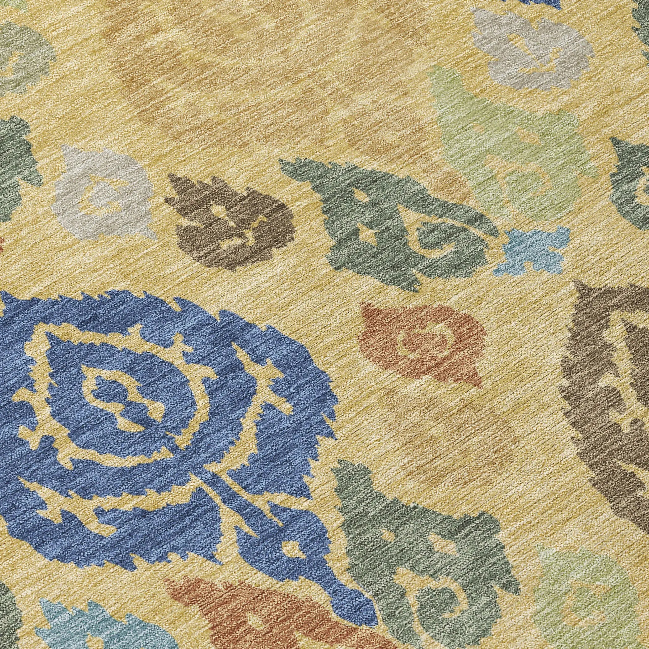 10' X 14' Gold And Chocolate Damask Washable Indoor Outdoor Area Rug Homeroots Outdoor