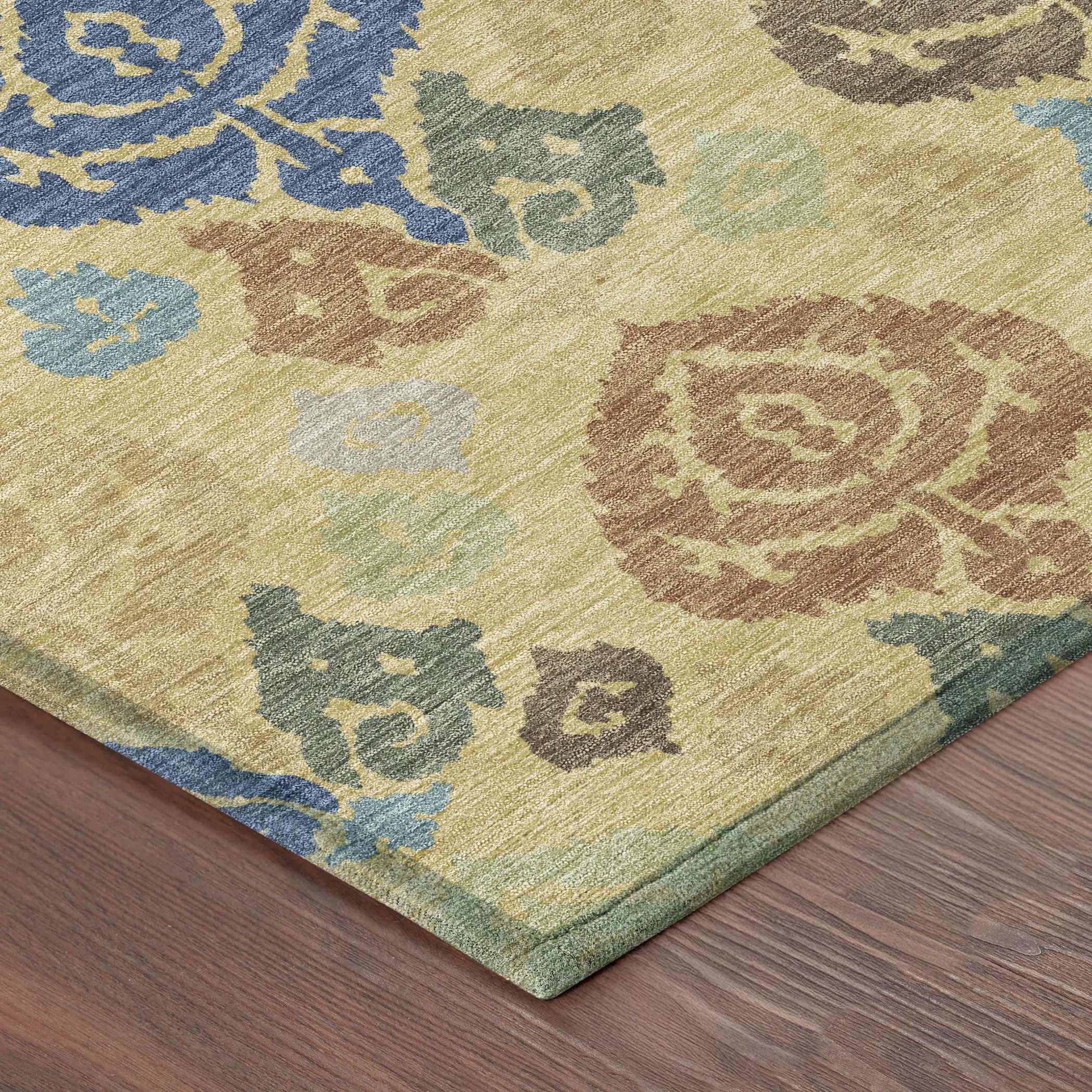 10' X 14' Gold And Chocolate Damask Washable Indoor Outdoor Area Rug Homeroots Outdoor
