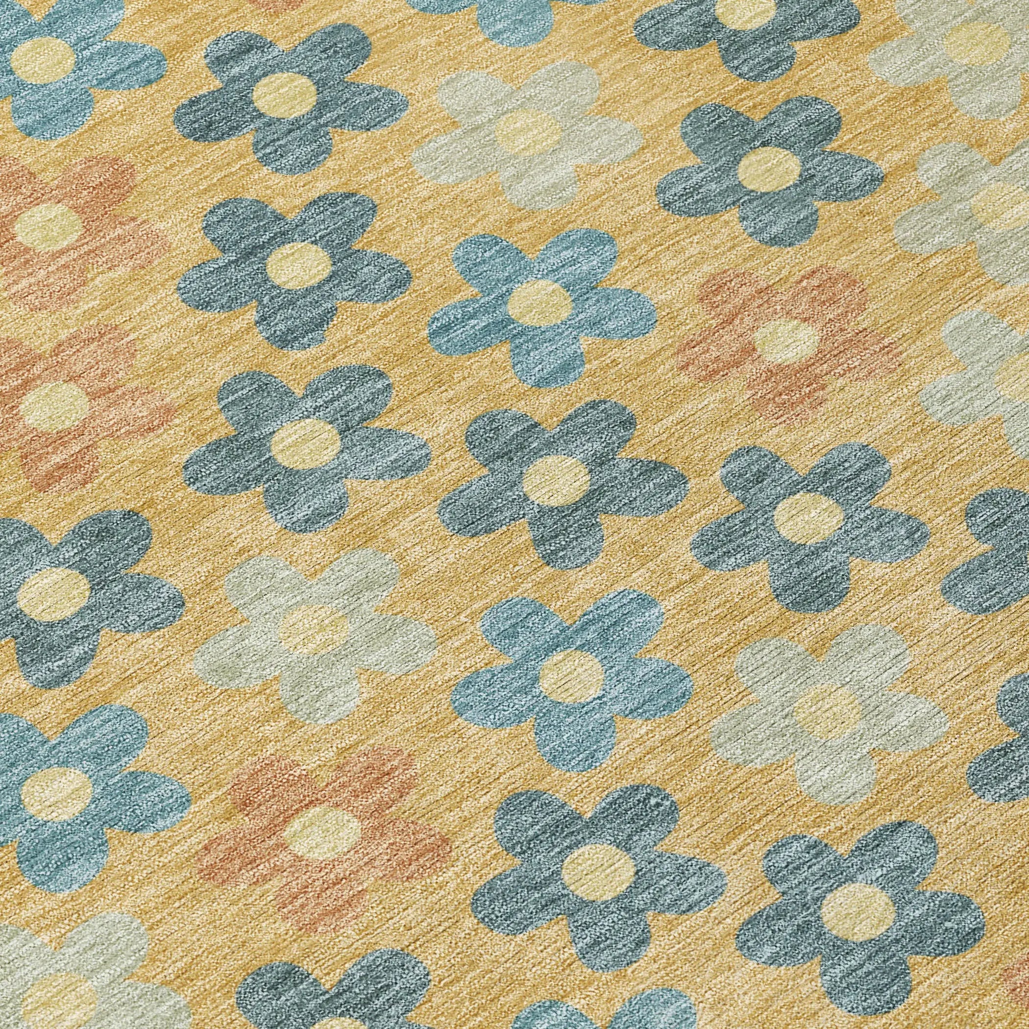 10' X 14' Gold And Copper Floral Washable Indoor Outdoor Area Rug Homeroots Outdoor