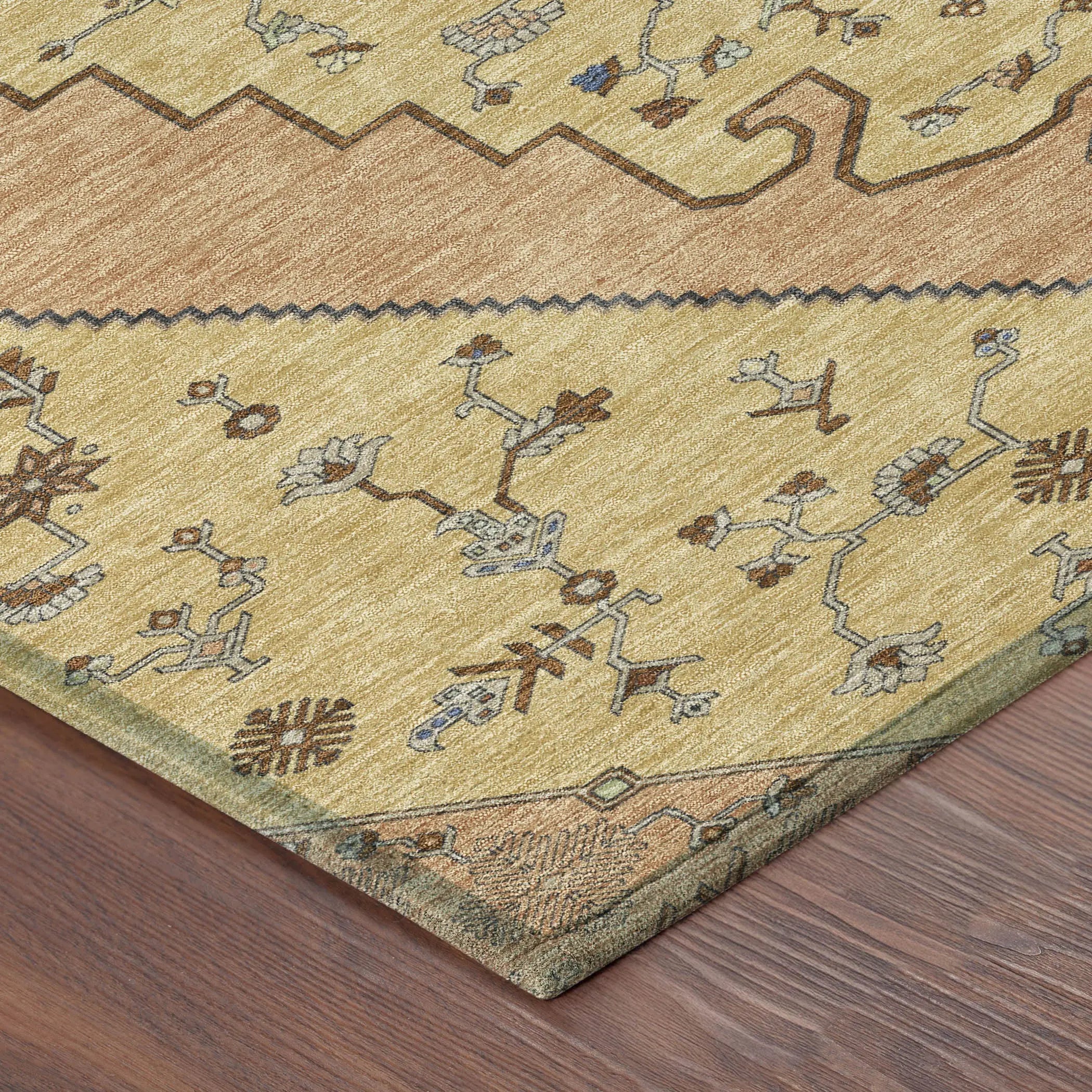 10' X 14' Gold And Copper Geometric Washable Indoor Outdoor Area Rug Homeroots Outdoor