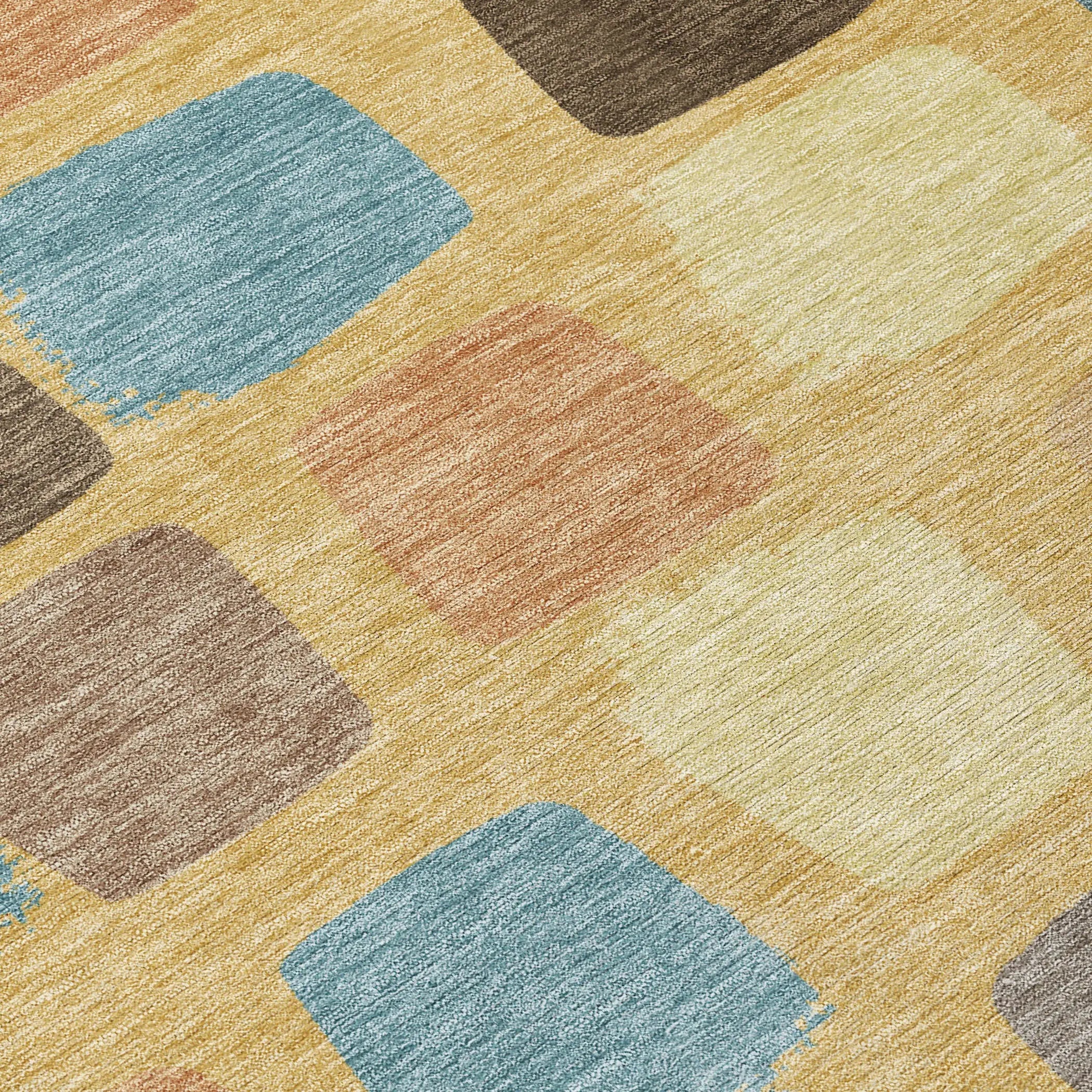 10' X 14' Gold And Copper Geometric Washable Indoor Outdoor Area Rug Homeroots Outdoor