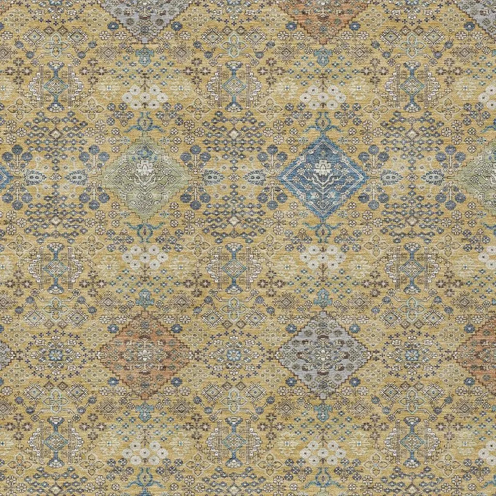 10' X 14' Gold And Copper Oriental Washable Indoor Outdoor Area Rug Homeroots Outdoor
