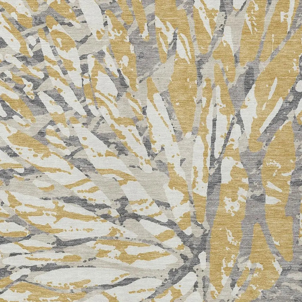 10' X 14' Gold And Ivory Abstract Washable Indoor Outdoor Area Rug Homeroots Outdoor