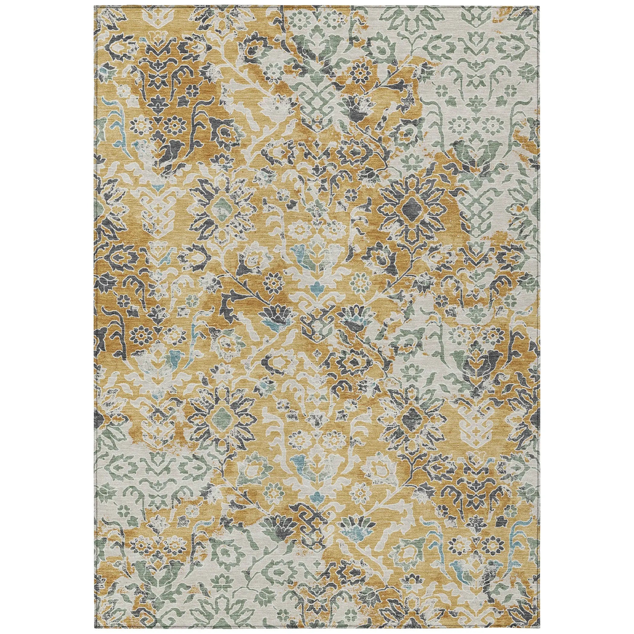 10' X 14' Gold And Ivory Geometric Washable Indoor Outdoor Area Rug Homeroots Outdoor